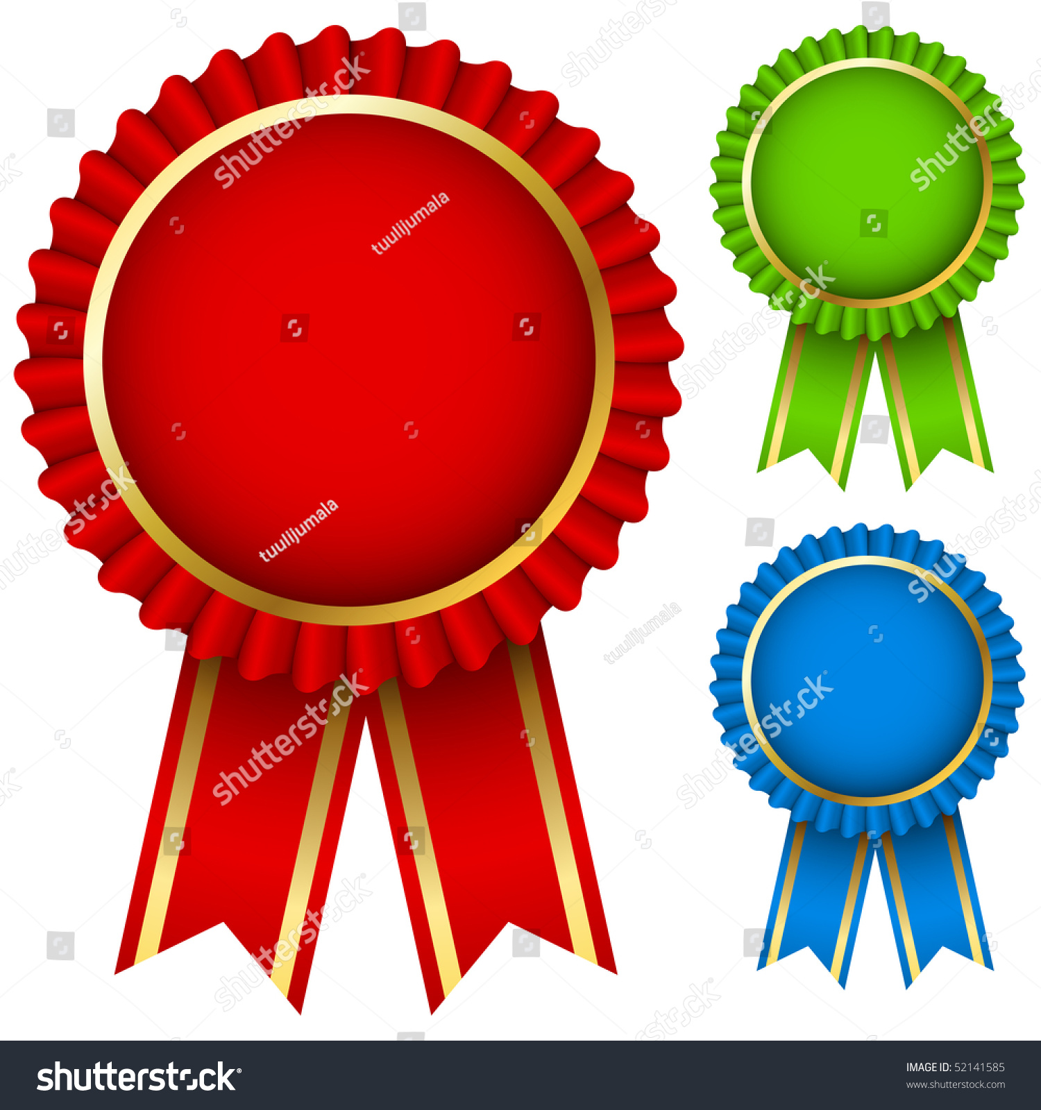 Blank Award Ribbon Rosettes Three Colors Stock Vector Royalty Free Shutterstock