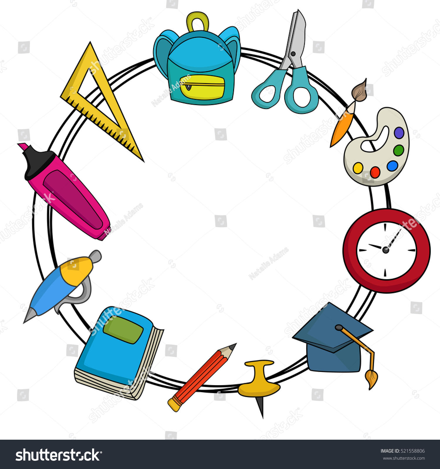 Back School Design Set Cartoon Frame Stock Vector (Royalty Free ...