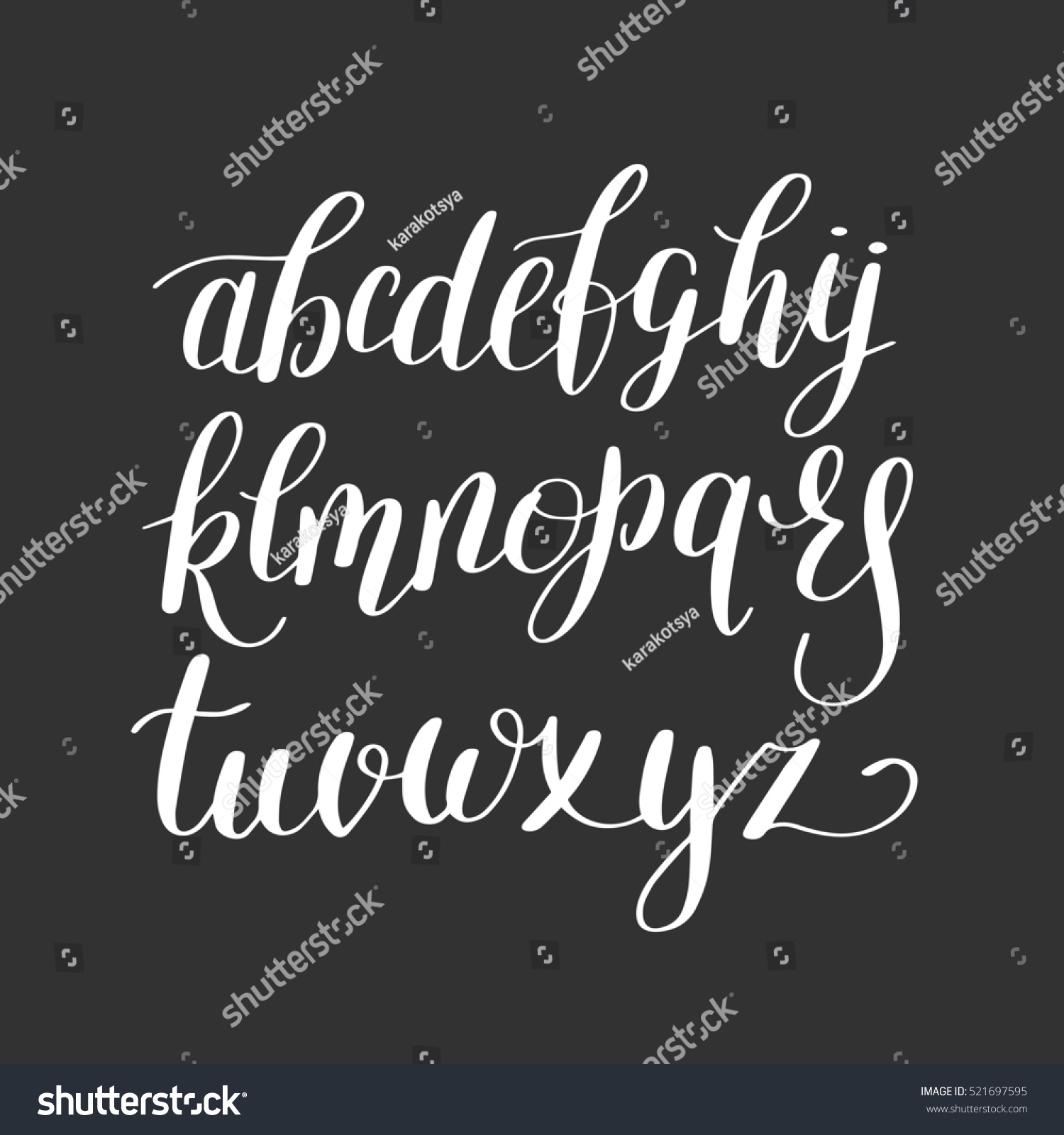 Black White Hand Lettering Alphabet Design Stock Illustration 521697595 ...