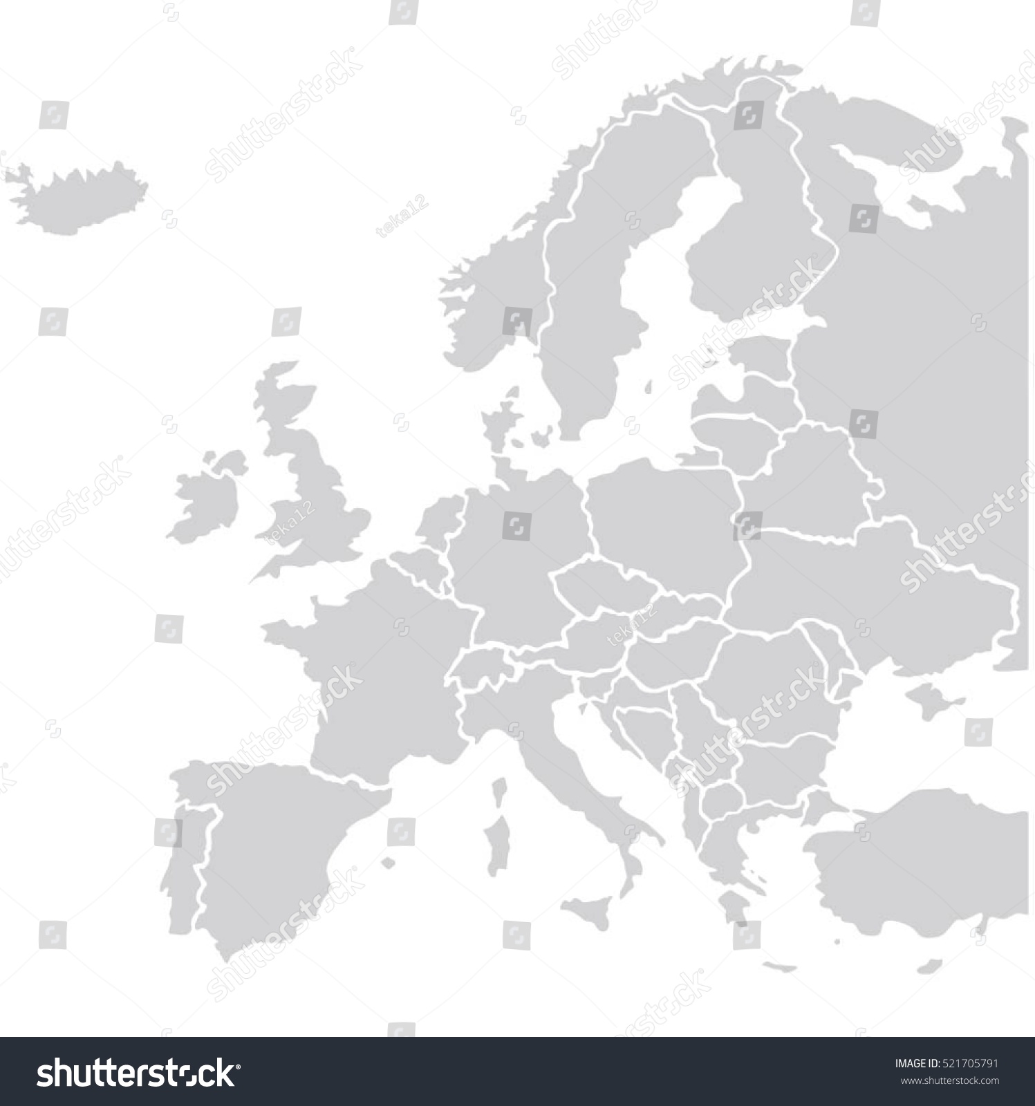 Карта Европы серая
