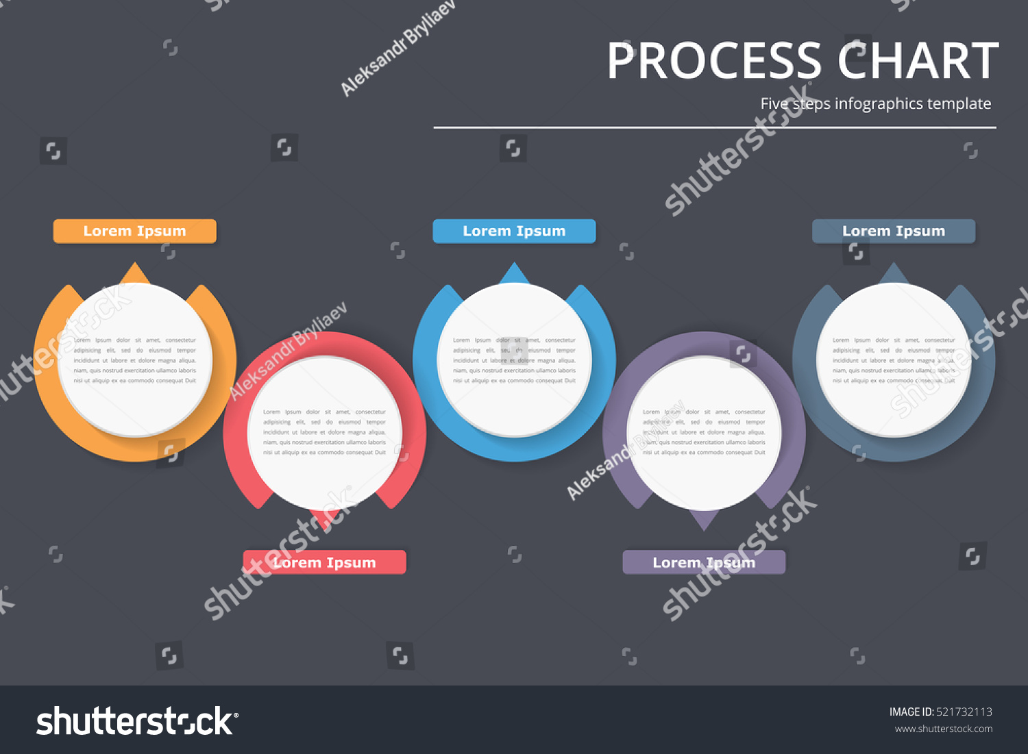 Vektor Stok Template Diagram Proses Dengan Lingkaran, Bagan (Tanpa ...