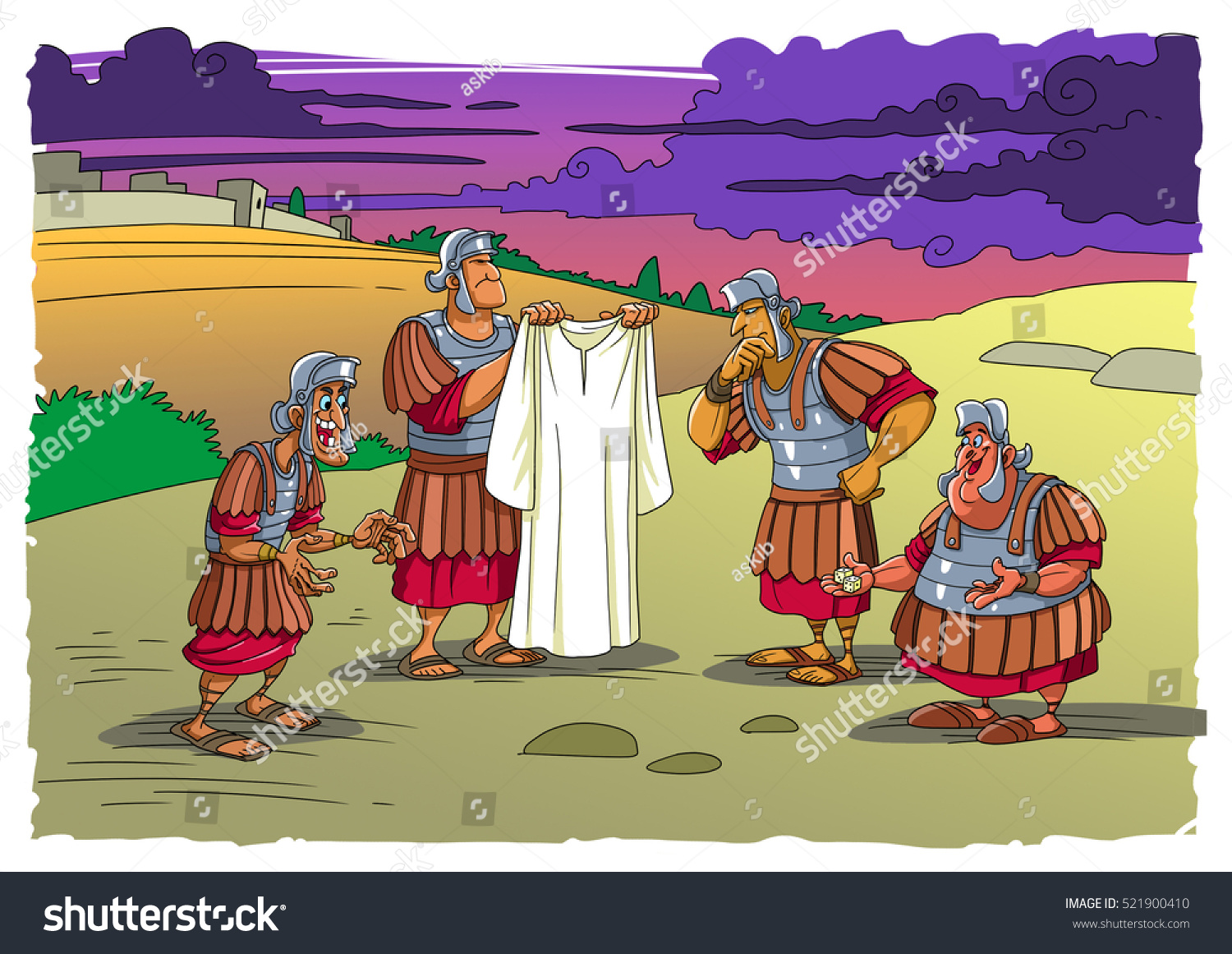 Soldiers Near Cross Divide Mantle Jesus Stock Illustration 521900410 ...