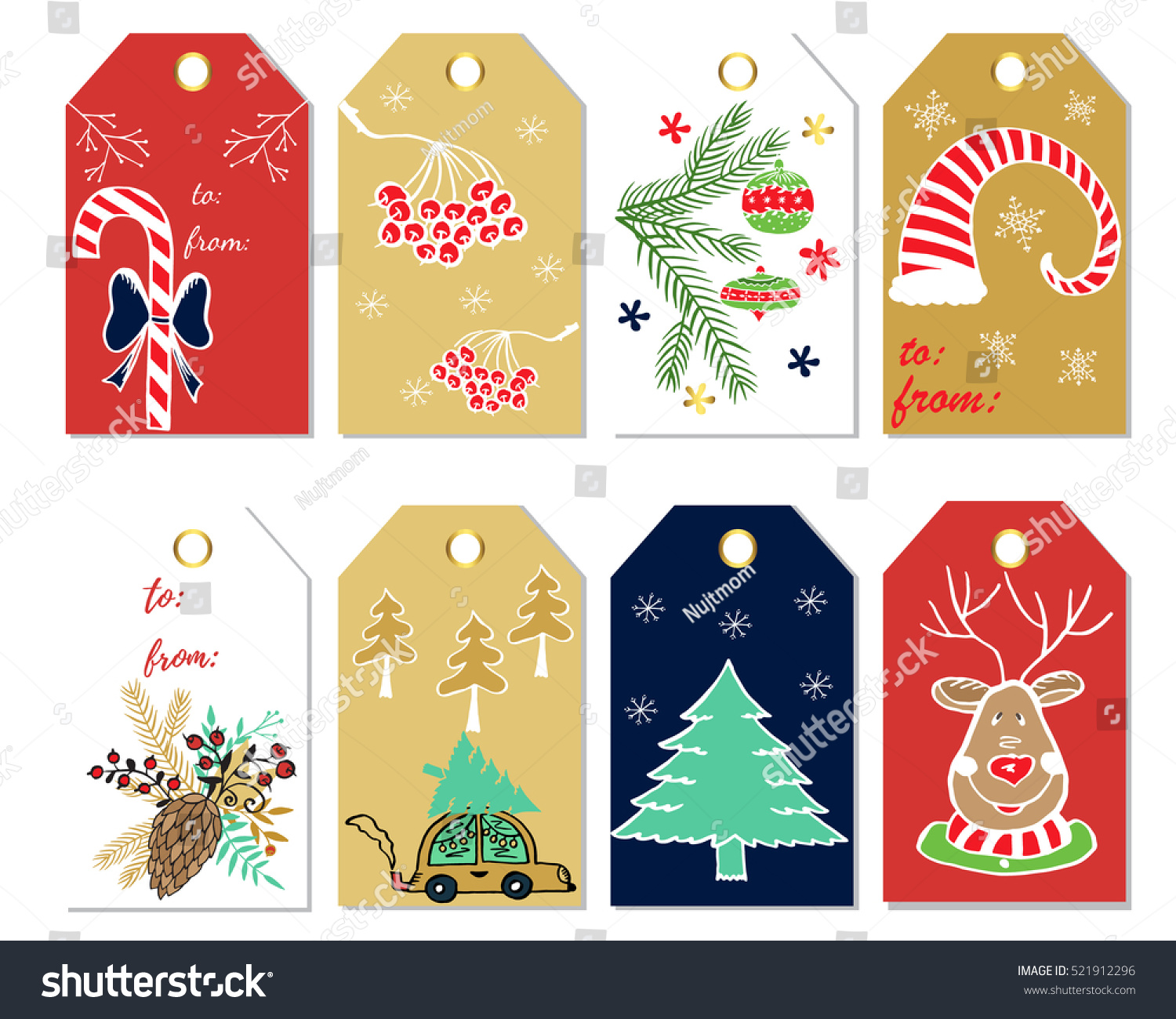 Christmas Gift Tags Labels Template Greeting Stock Vector ...