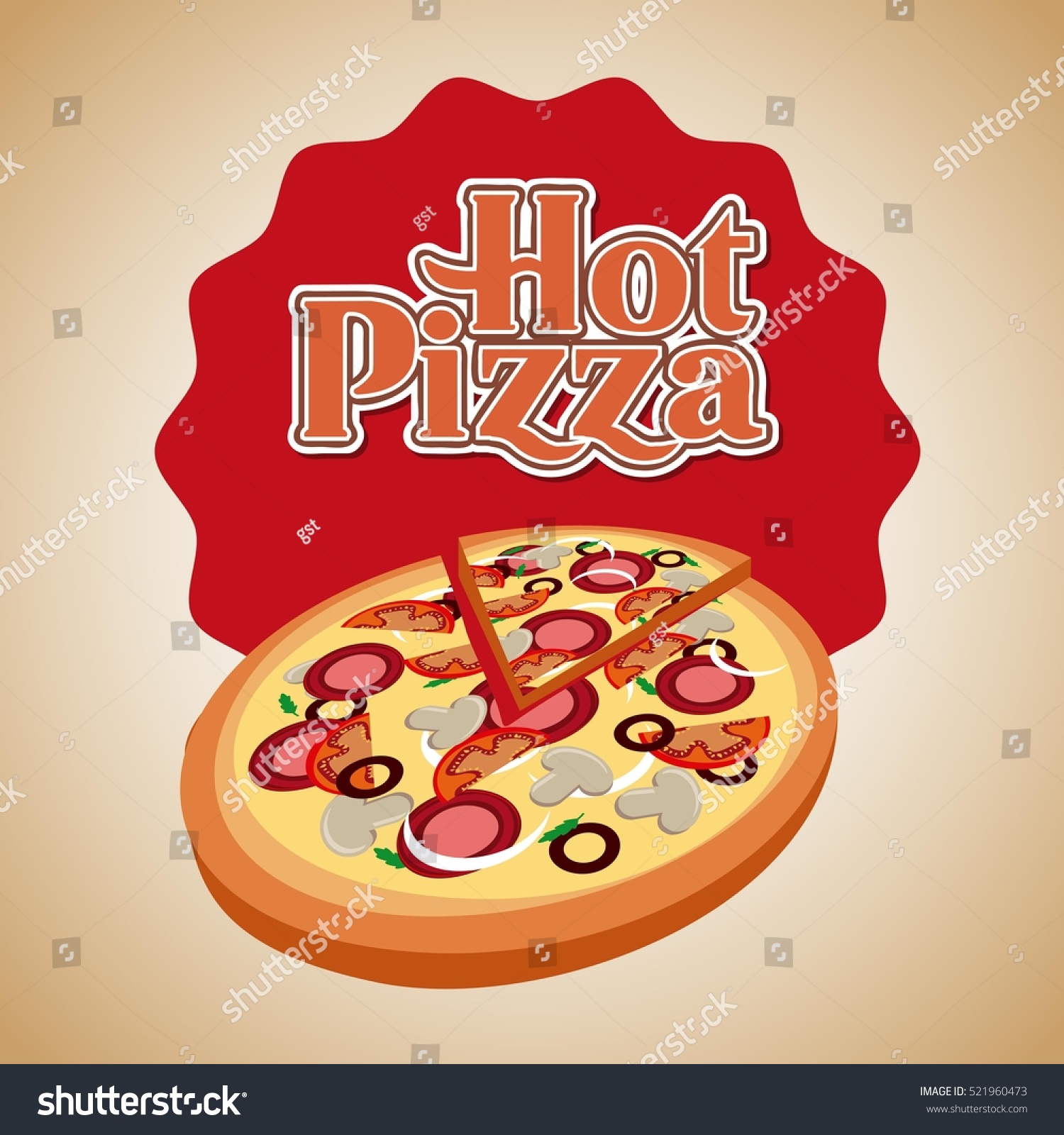 Hot Pizza Icon Fast Food Concept Stock Vector (Royalty Free) 521960473 ...