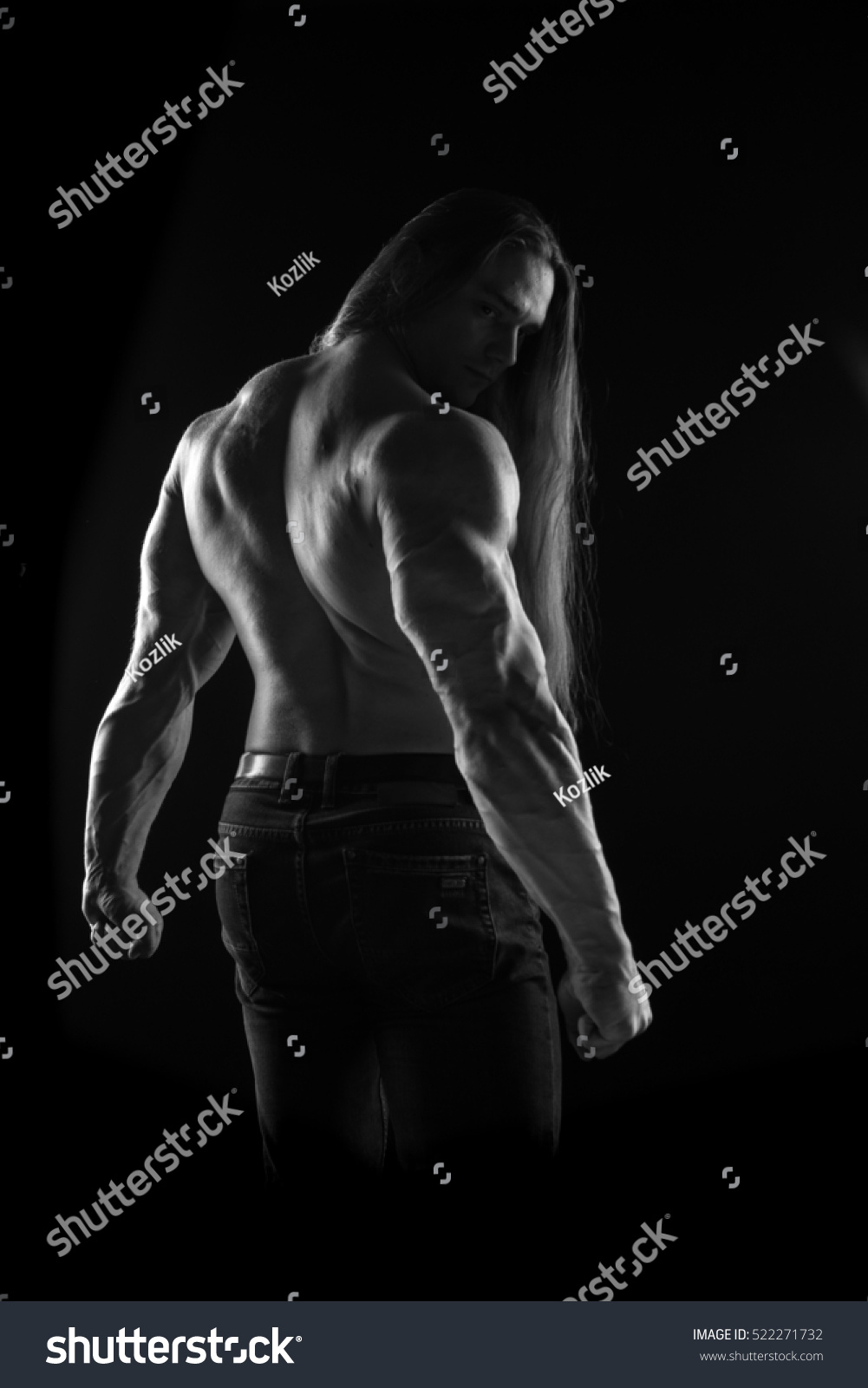 Blackandwhite Portrait Naked Torso Male Bodybuilder Stock Photo Shutterstock