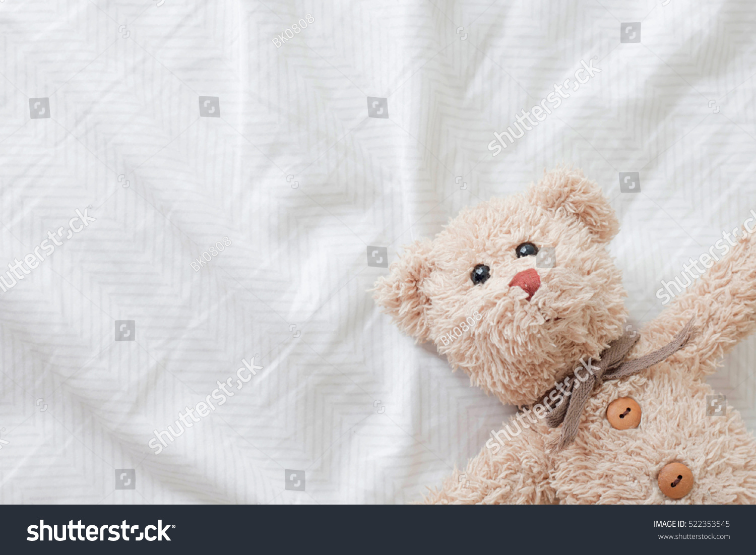 Teddy Bear Lying Bed Stock Photo 522353545 Shutterstock