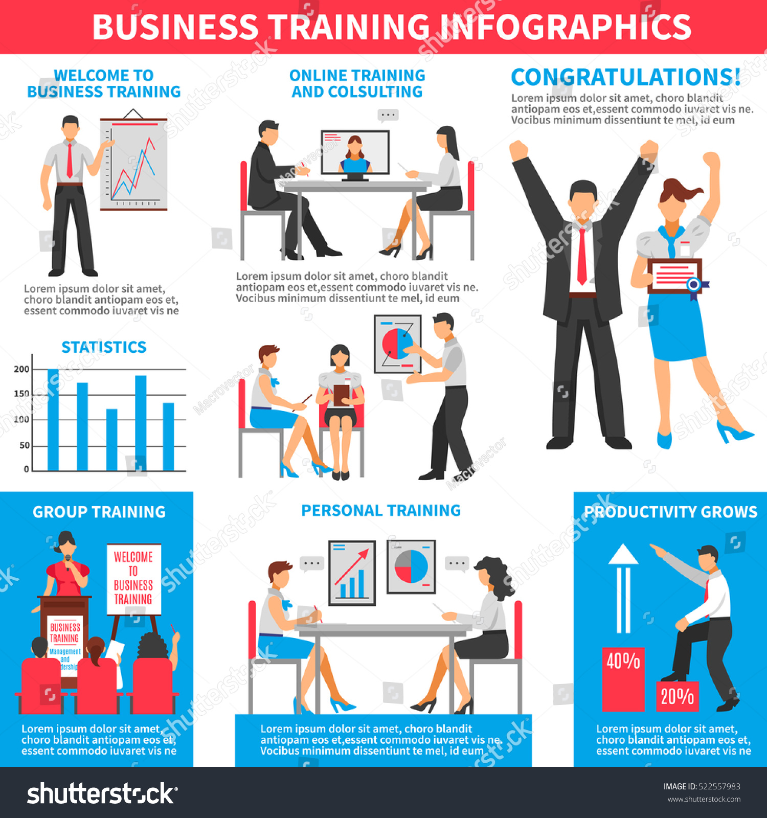 Business Training Infographics Different Methods Employee Stock Vector ...