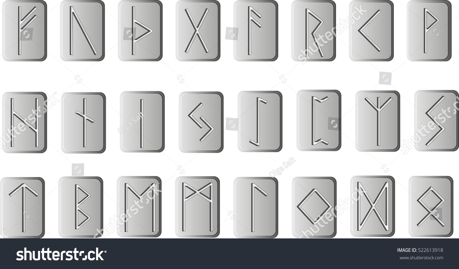 Vector Set Runes On Rectangular Plates Stock Vector (Royalty Free ...