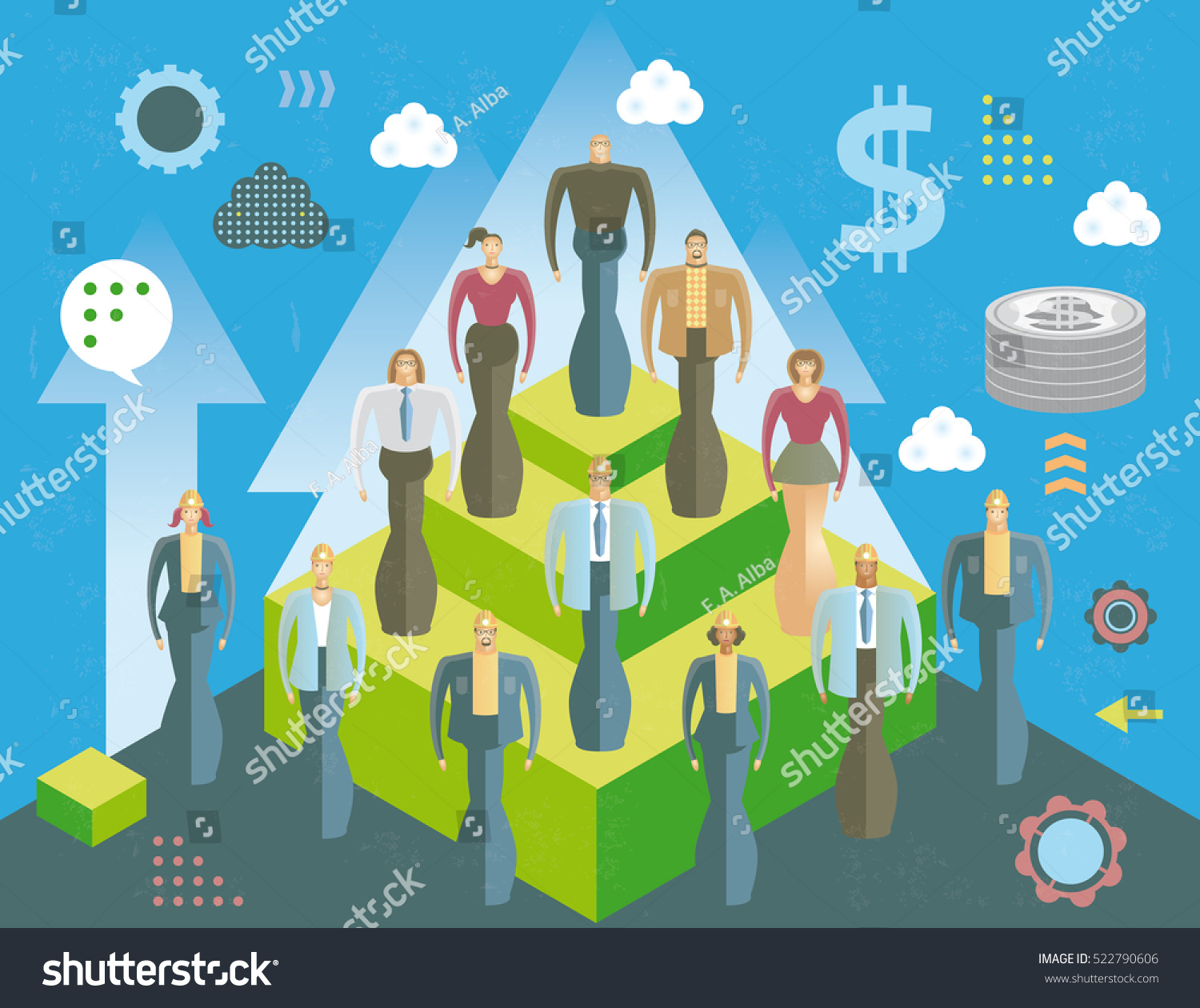 Pyramid Employees Money Teamwork Concept Infographics Stock Vector ...