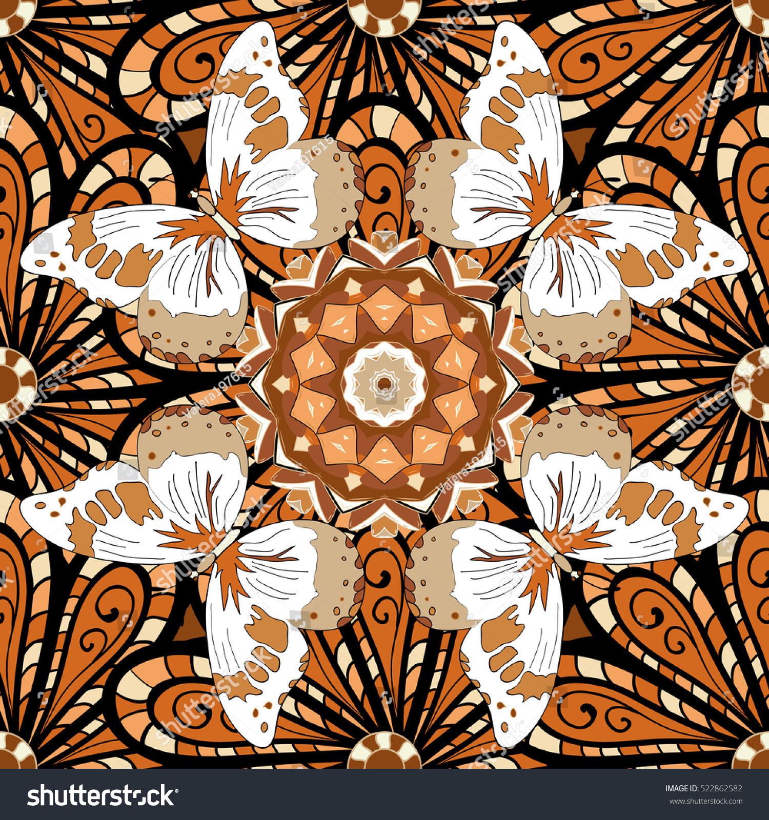 Brown Background Mandalas Vector Illustration Stock Vector (Royalty ...