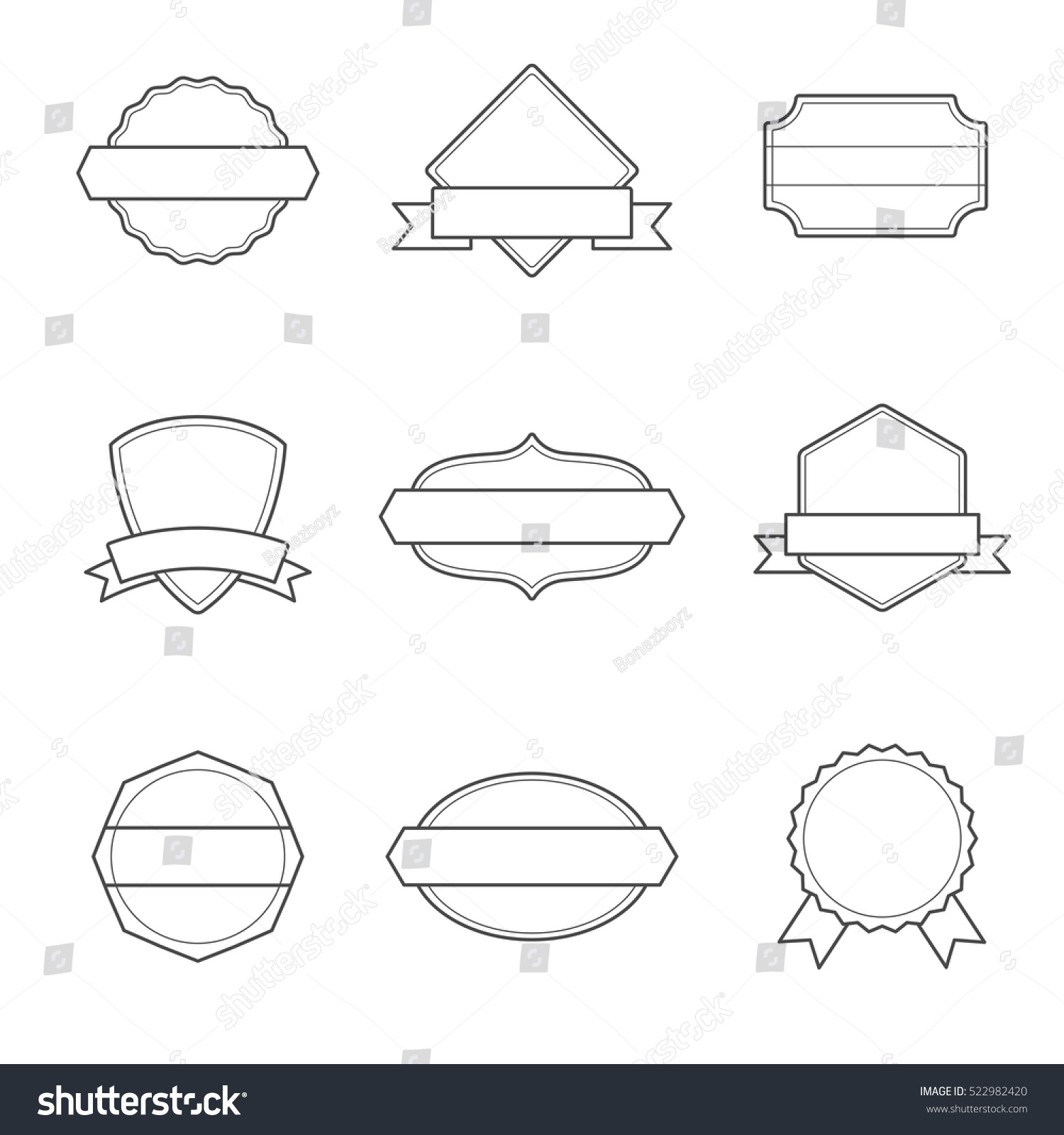 Set Badges Outlined Black White Vol Stock Vector (Royalty Free ...