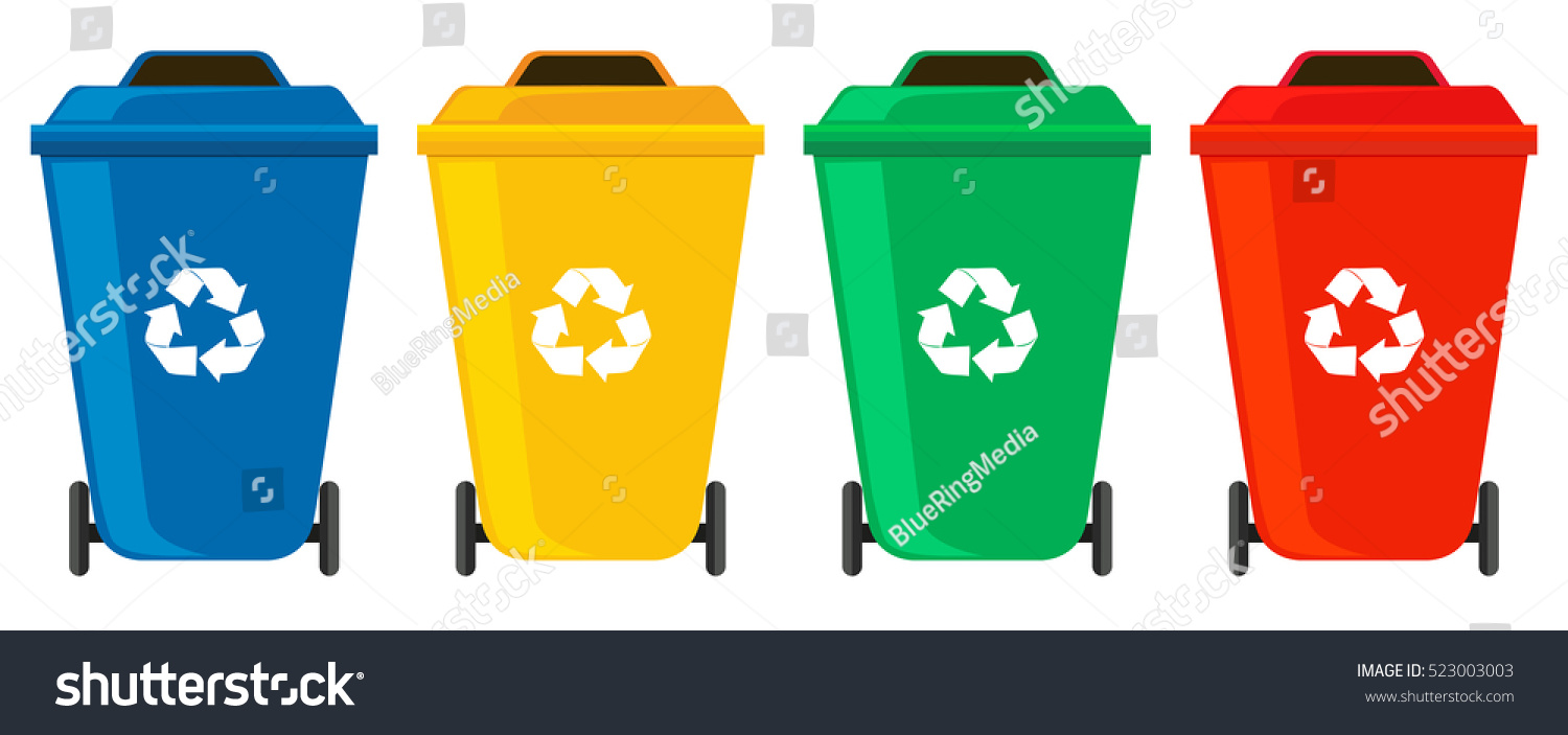 Four Colors Rubbish Cans Illustration Stock Vector (Royalty Free ...