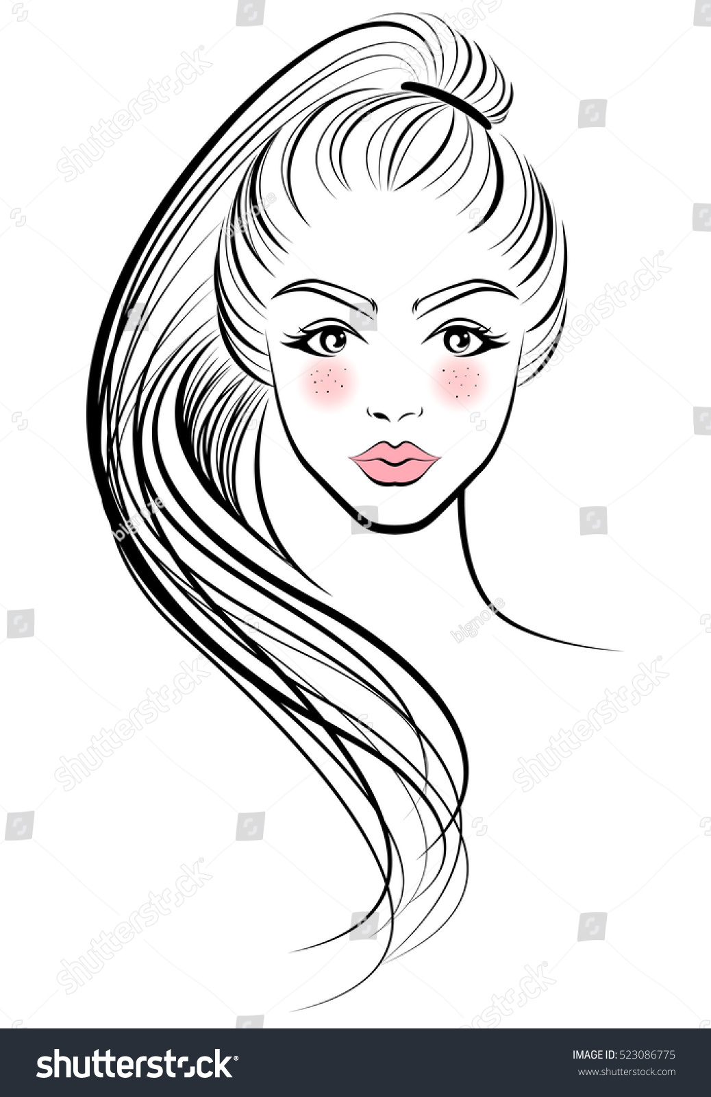 Illustration Women Ponytail Hair Style Icon Stock Vector (Royalty Free ...