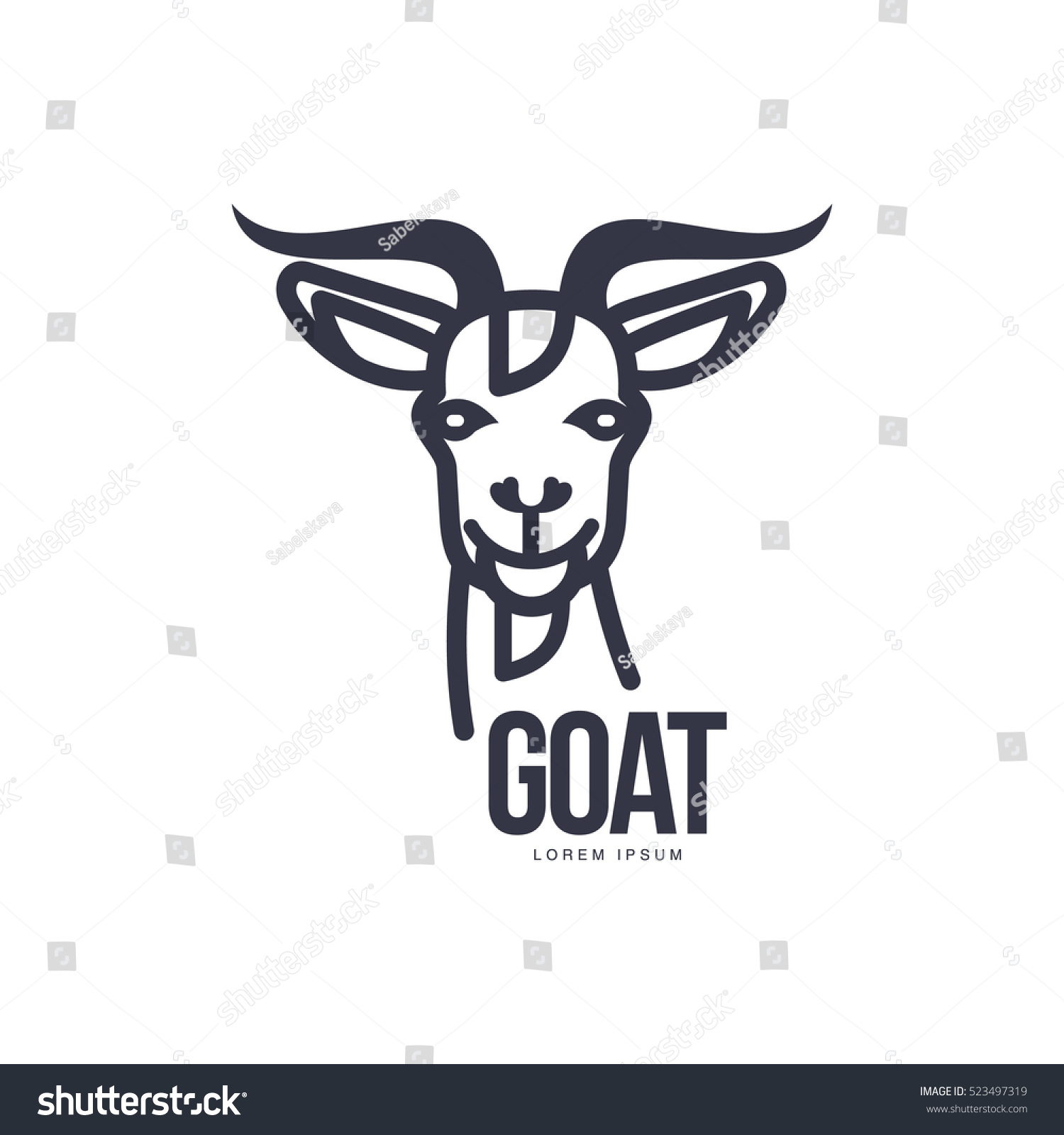 Front View Goat Head Logo Template Stock Vector (Royalty Free ...