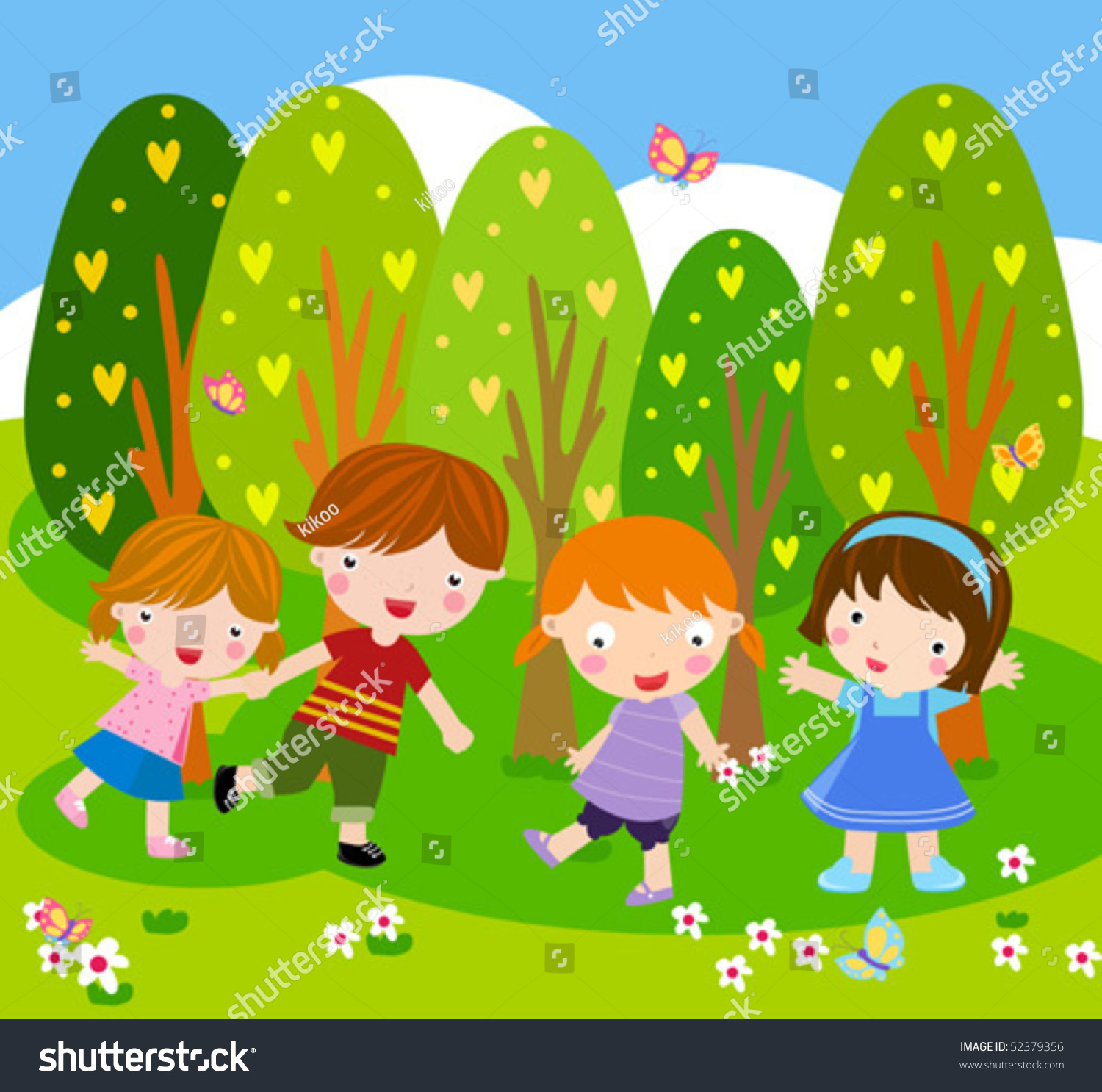 Group Children Playing Stock Vector (Royalty Free) 52379356 | Shutterstock