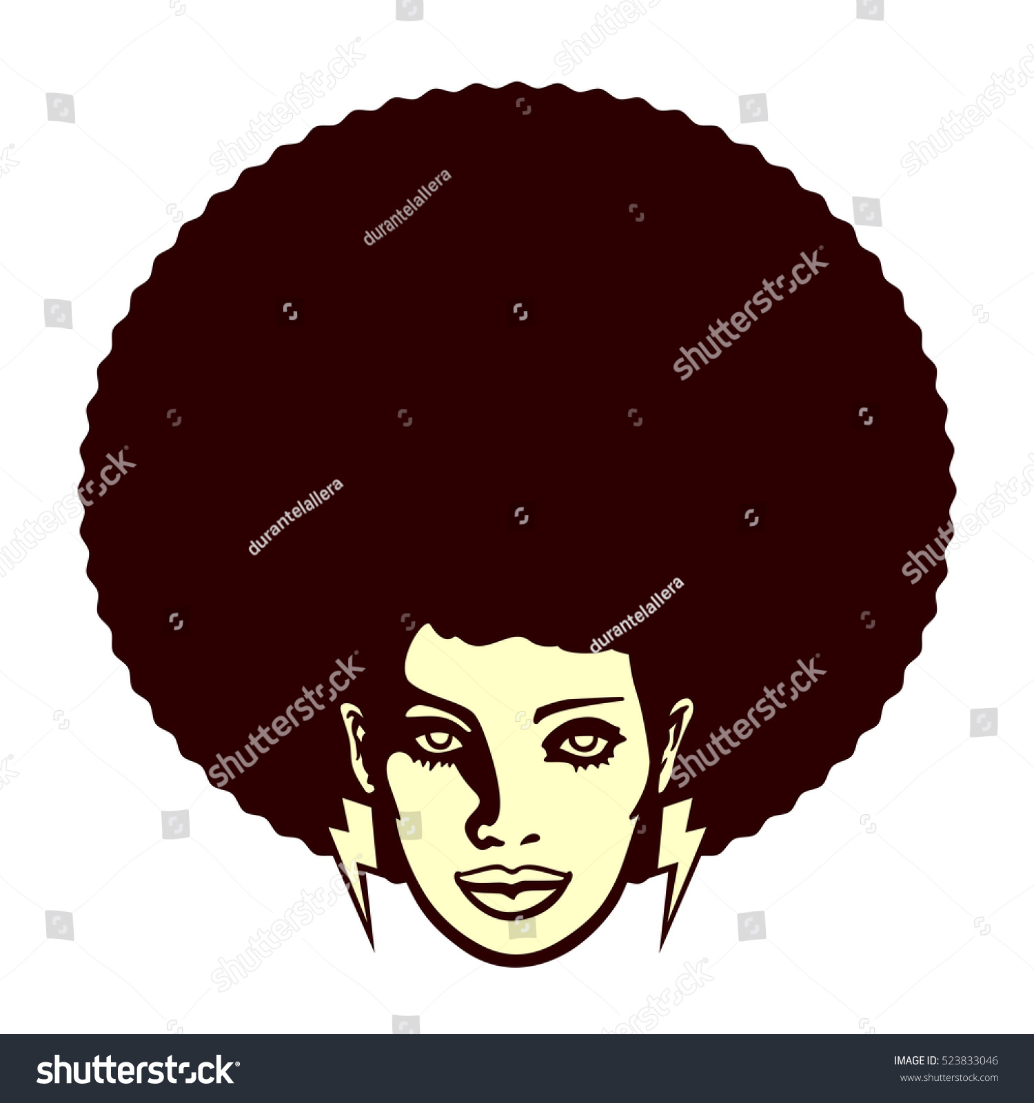 Funky Cool African Woman Face Afro Stock Vector (Royalty Free ...