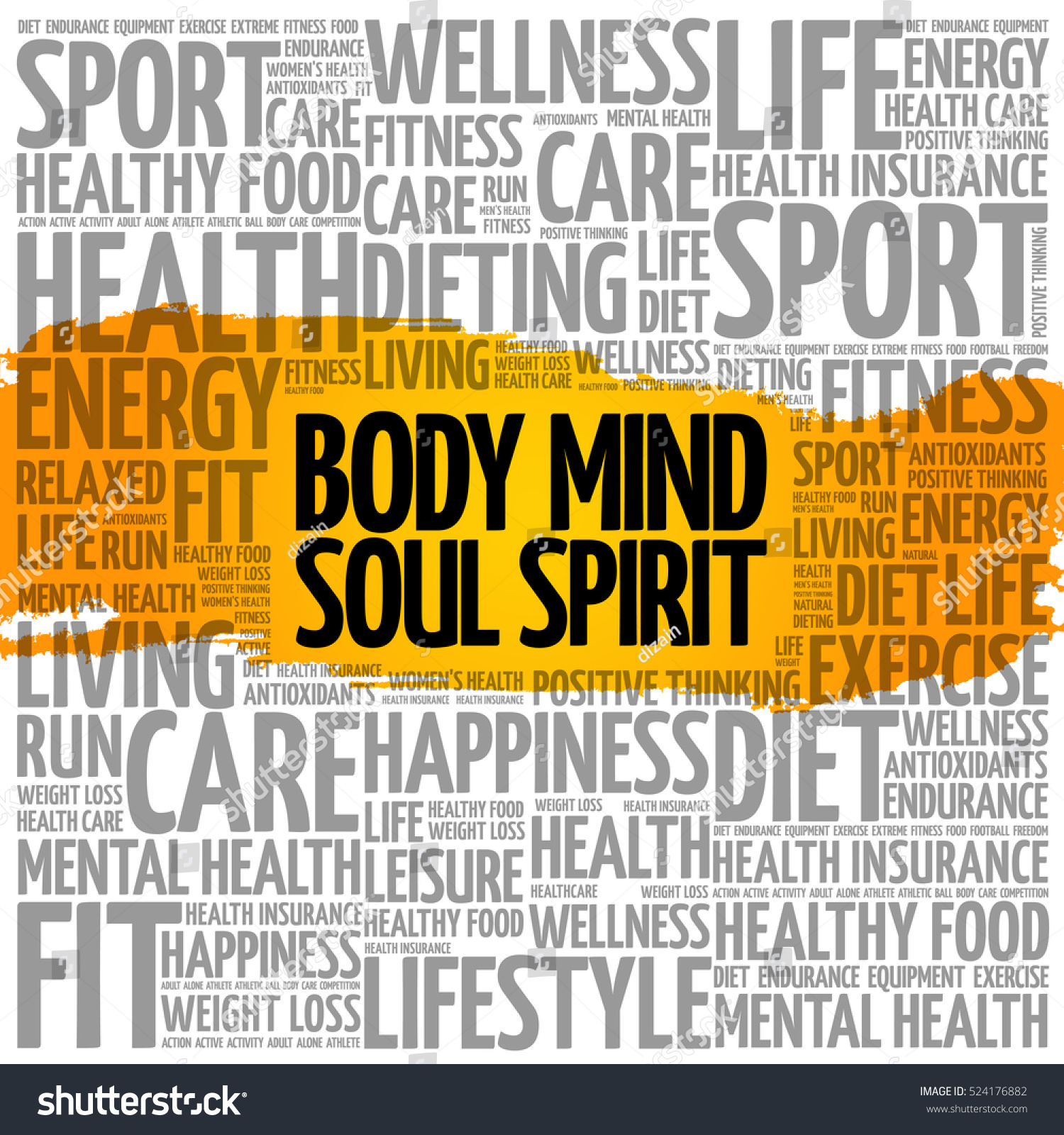 Body Mind Soul Spirit Word Cloud Stock Vector Royalty Free 524176882