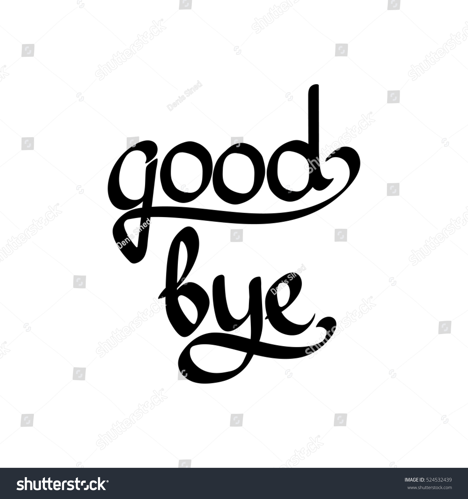 Goodbye Isolated Calligraphy Lettering Word Design Stock Vector ...