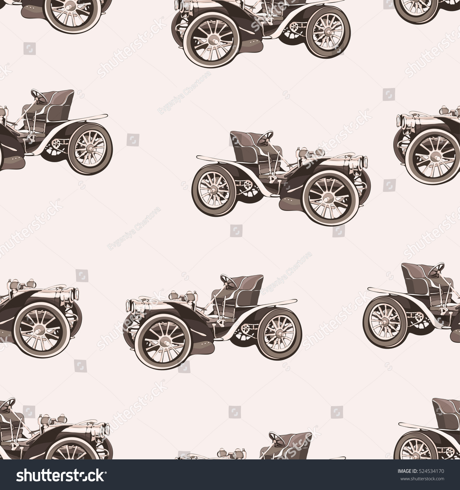 Vintage Car Seamless Pattern Old Retro Stock Vector (Royalty Free