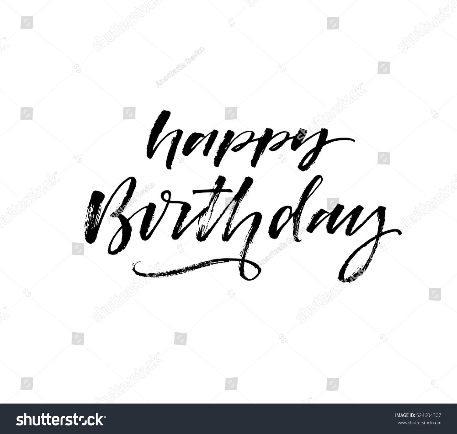 Happy Birthday Postcard Ink Illustration Modern Stock Vector (Royalty ...