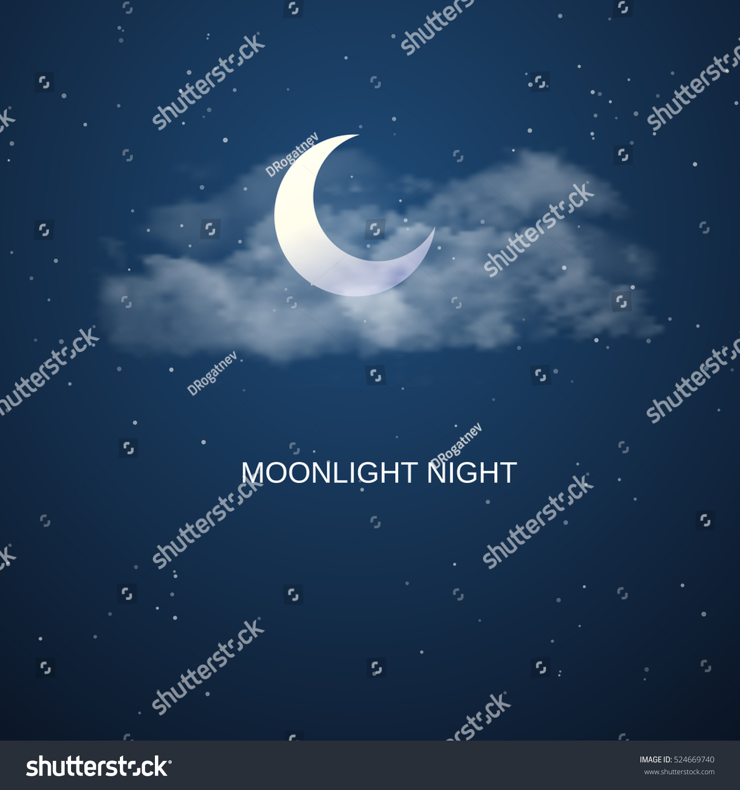 Night Sky Background Half Moon Clouds 스톡 일러스트 524669740 Shutterstock