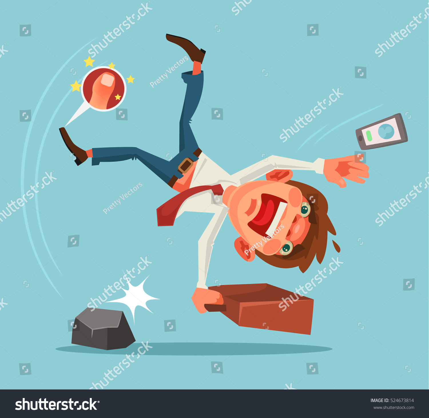 Falling Unsuccessful Man Character Vector Cartoon Stock Vector (Royalty ...