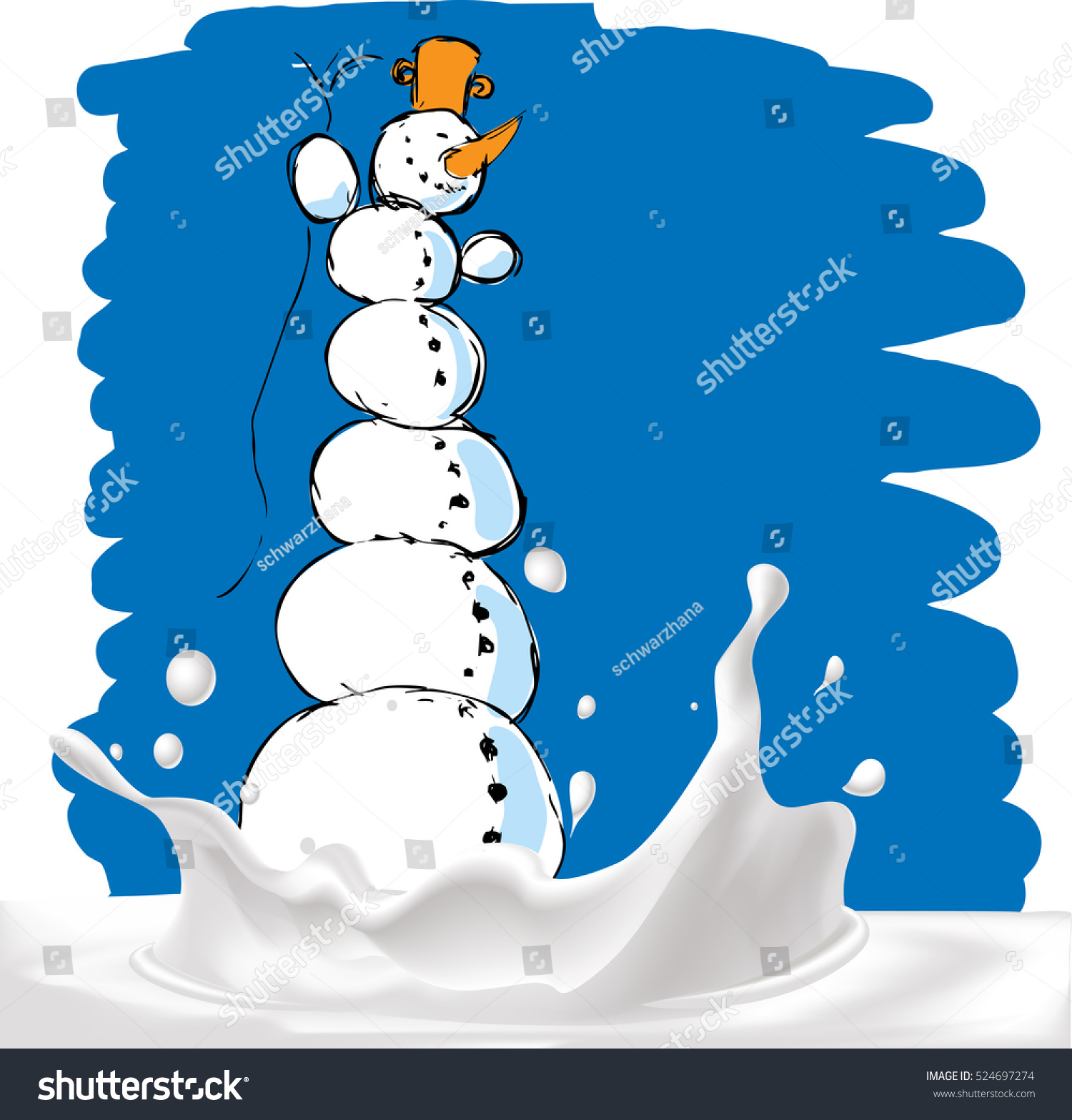 Snowman On Milk Splash Vector Illustration Stock Vector (Royalty Free ...