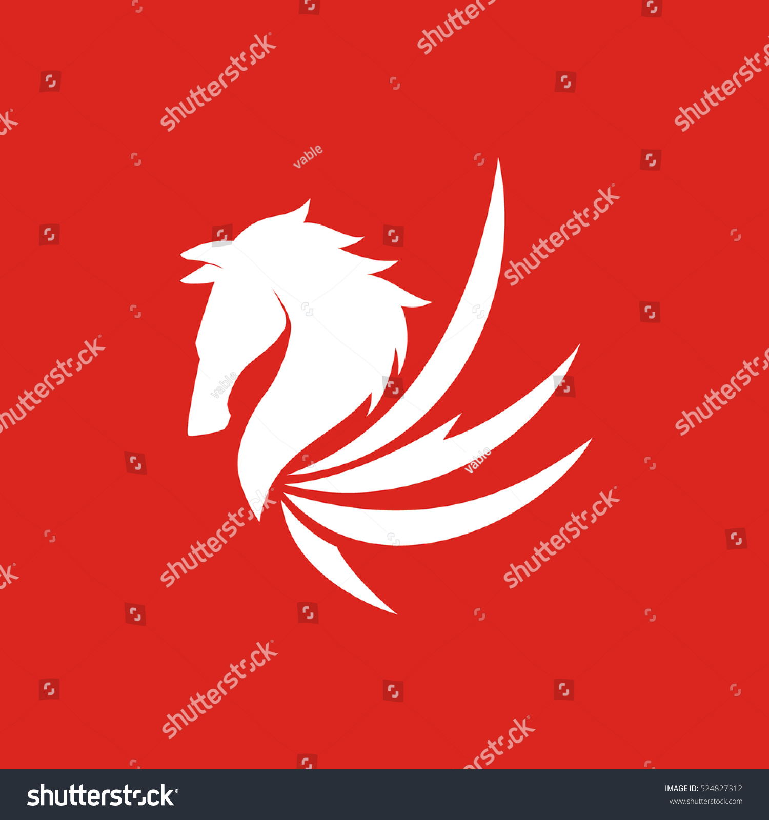 Pegasus Head Logo Vector On Red Stock Vector (Royalty Free) 524827312 ...