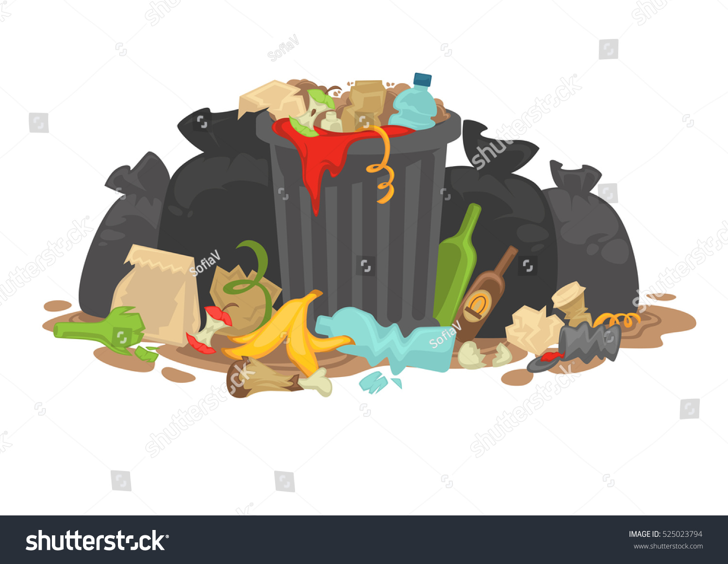 Pile Decaying Garbage Left Lying Around Stock Vector (Royalty Free ...