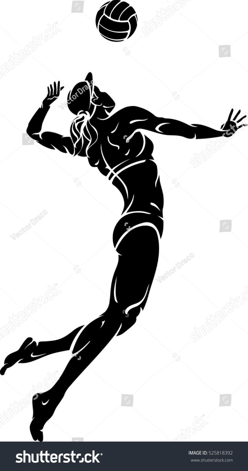 Beach Volleyball Woman Silhouette Stock Vector (Royalty Free) 525818392 ...