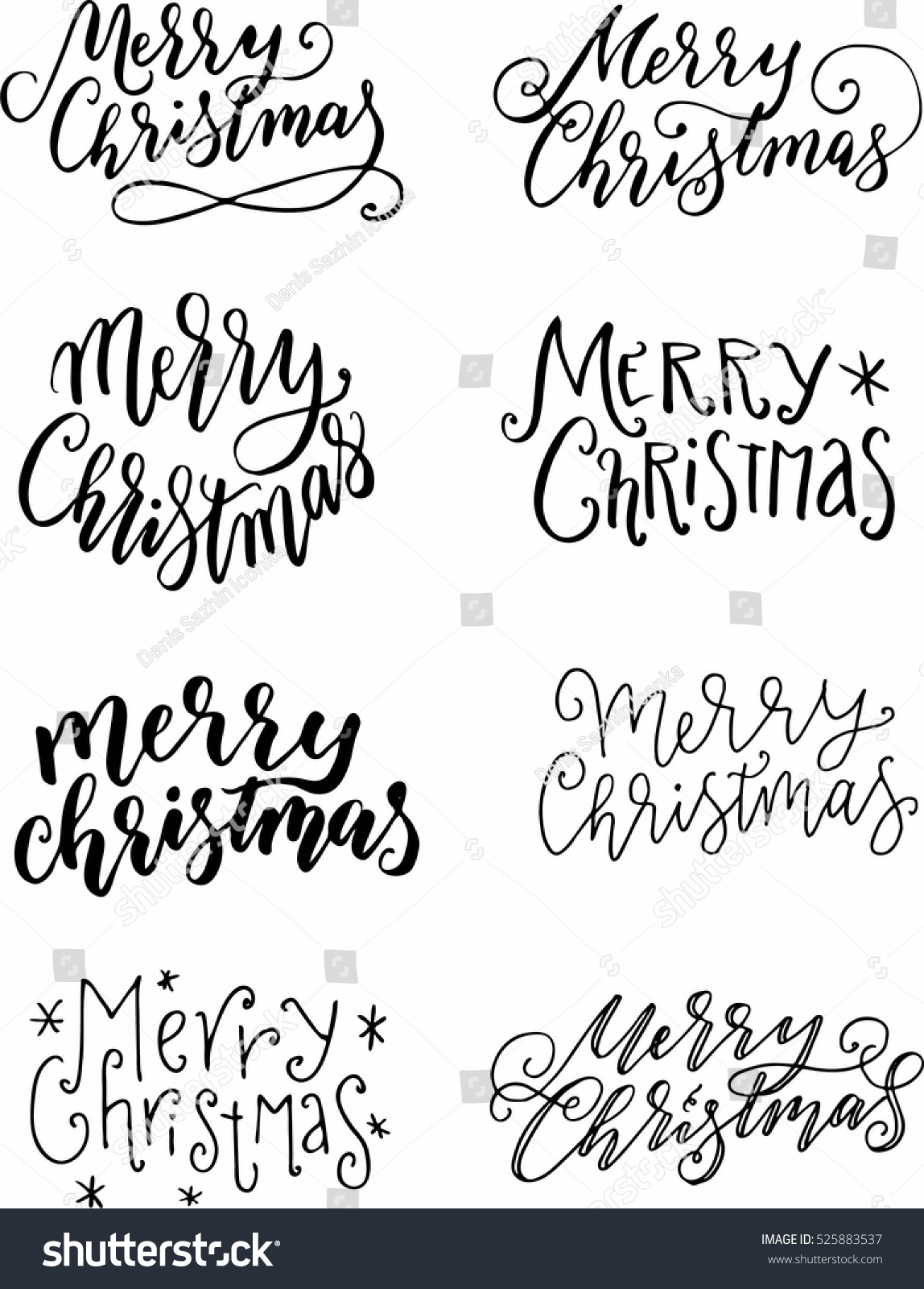 Merry Christmas Calligraphy Writing Stock Vector (royalty Free 