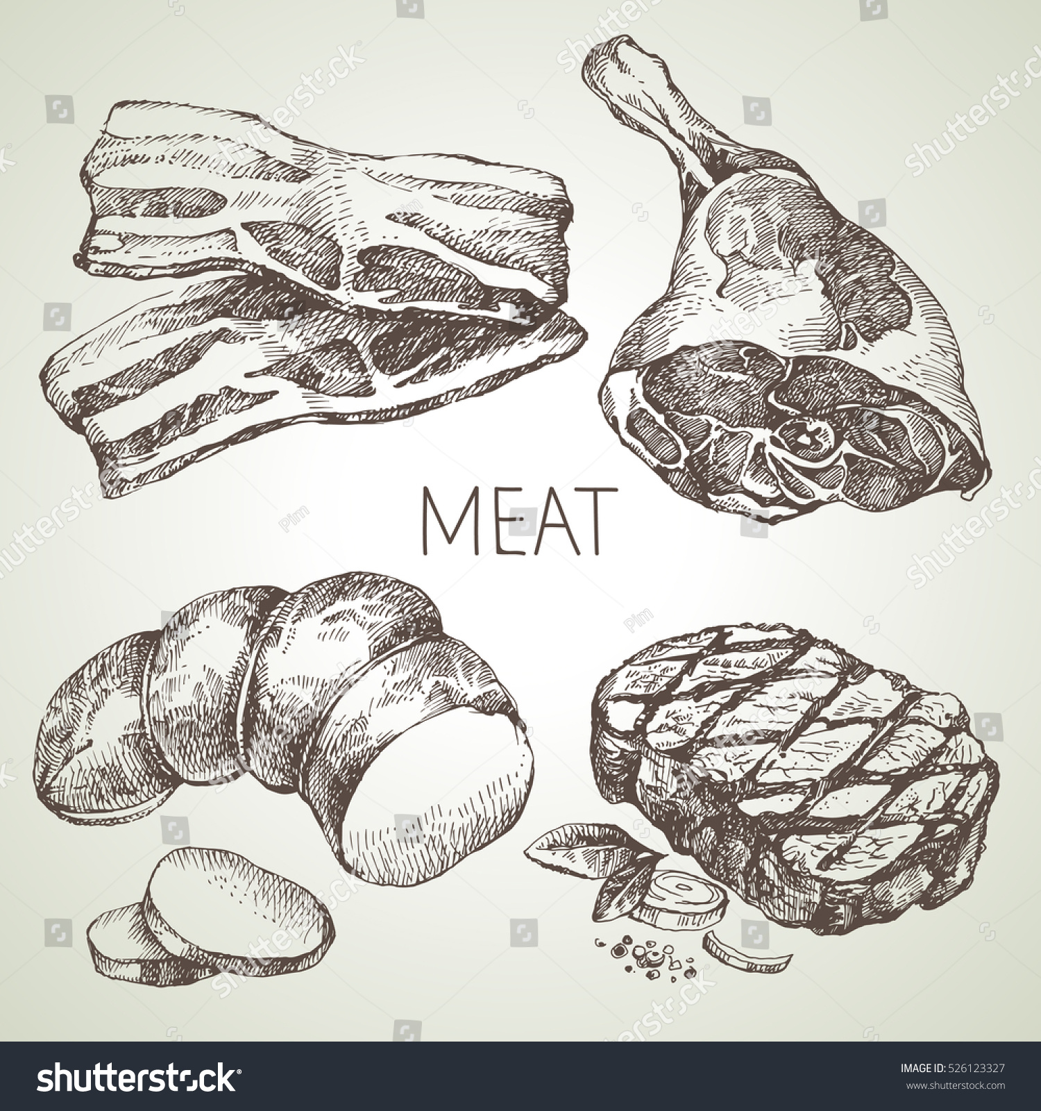 Мясо гравюра