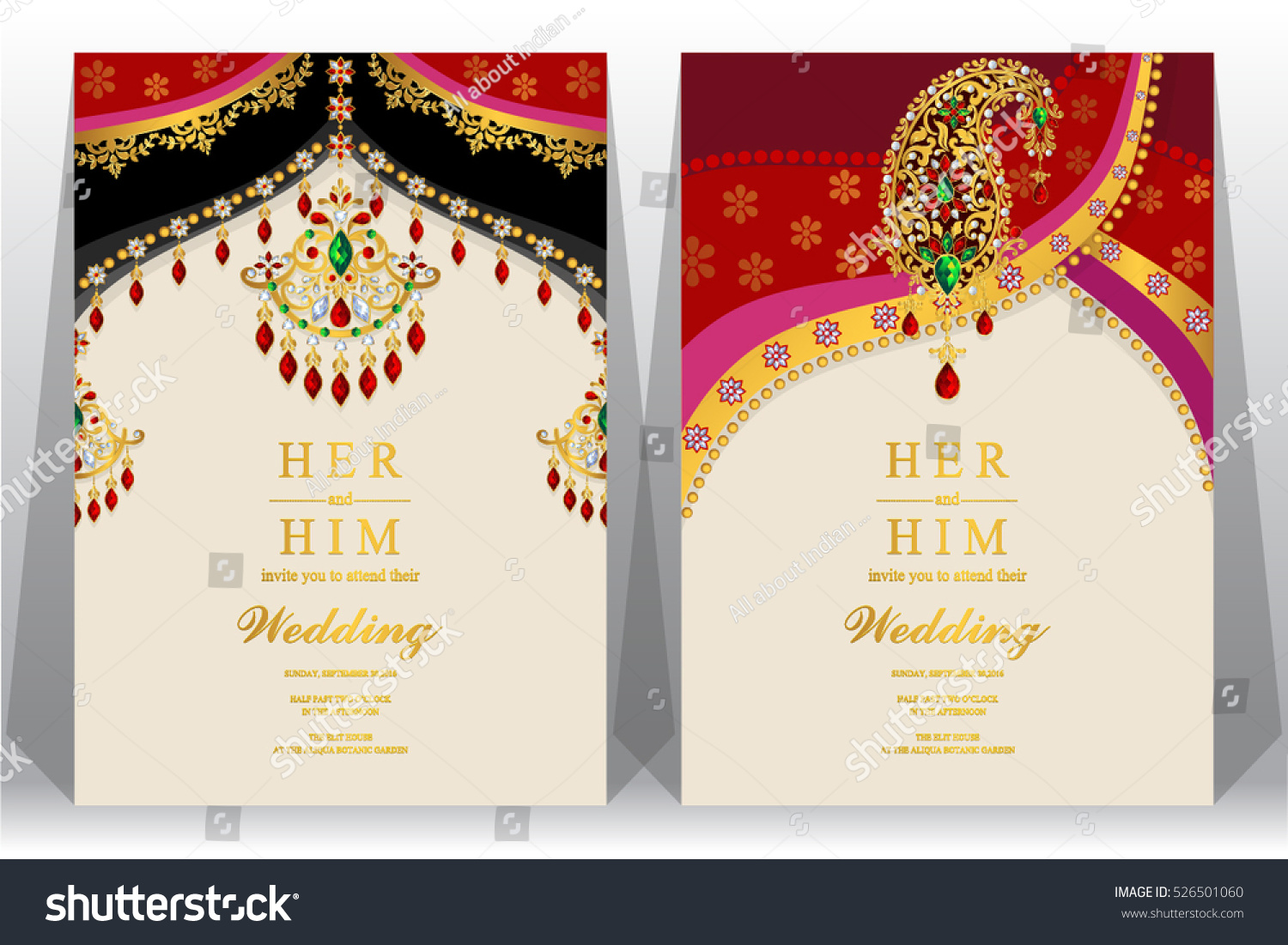 Indian Wedding Card Gold Crystals Color Stock Vector (Royalty Free ...