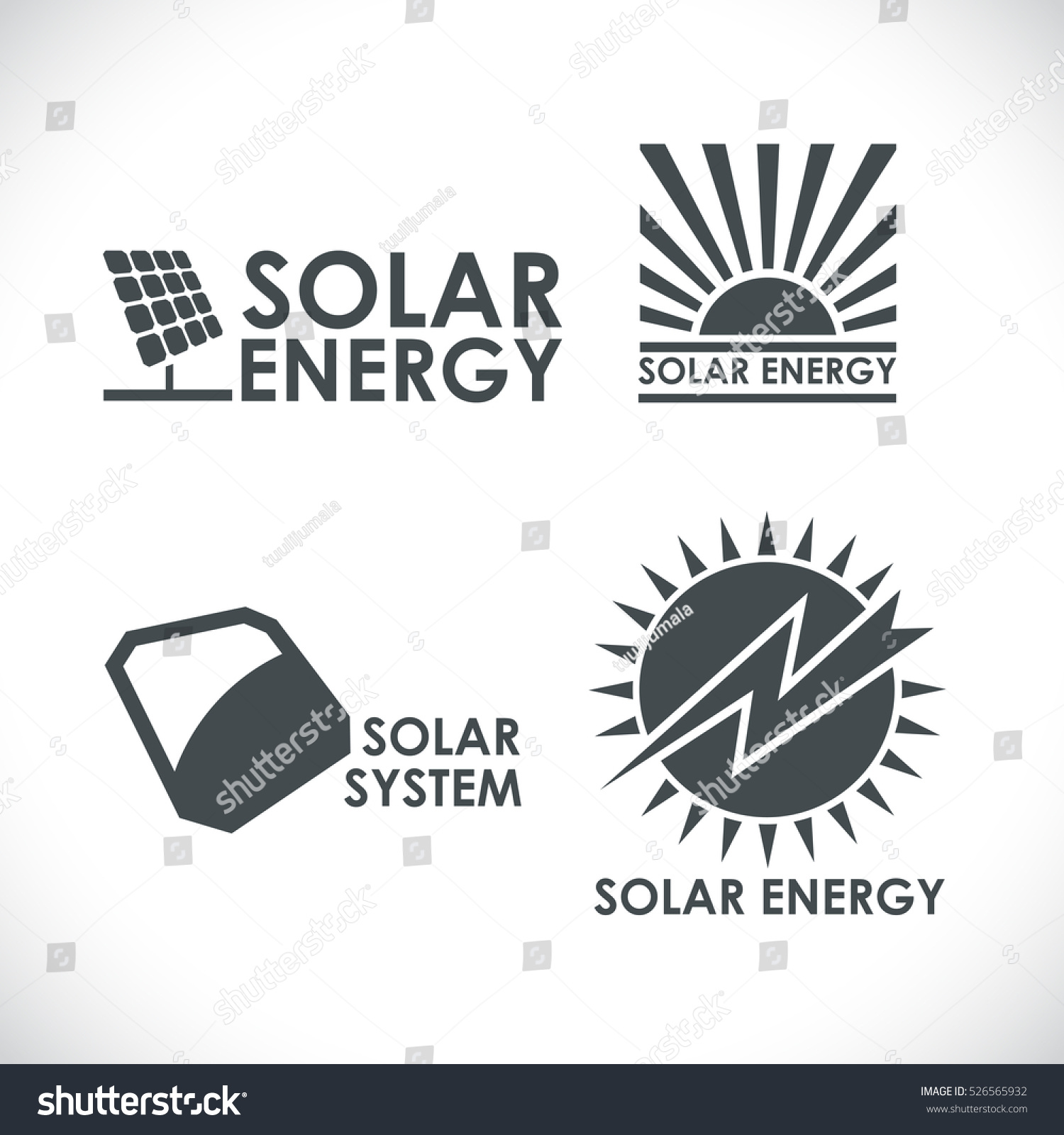 Vektor Stok Logo perusahaan energi surya ditetapkan terisolasi (Tanpa ...