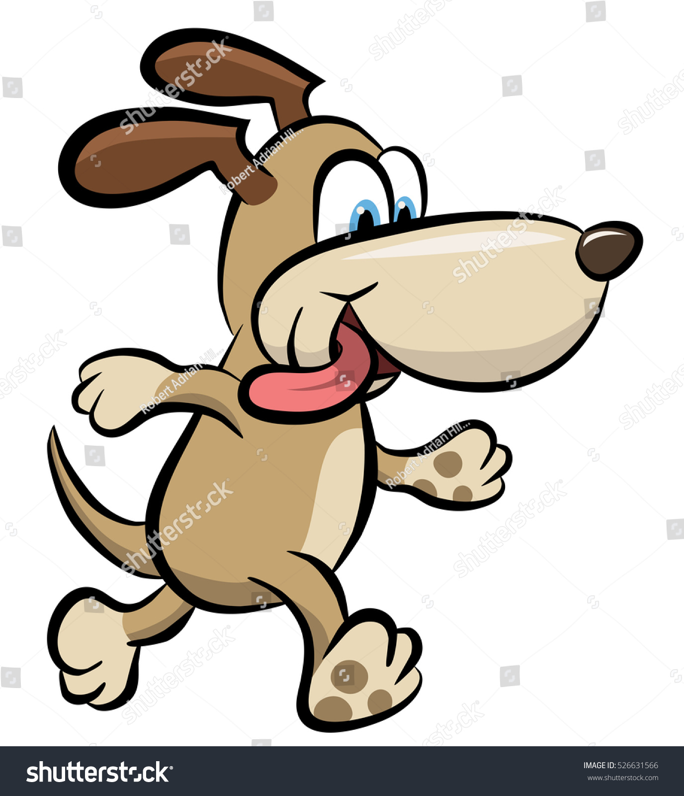 Vector Cartoon Happy Dog Walking Briskly Stock Vector (Royalty Free ...