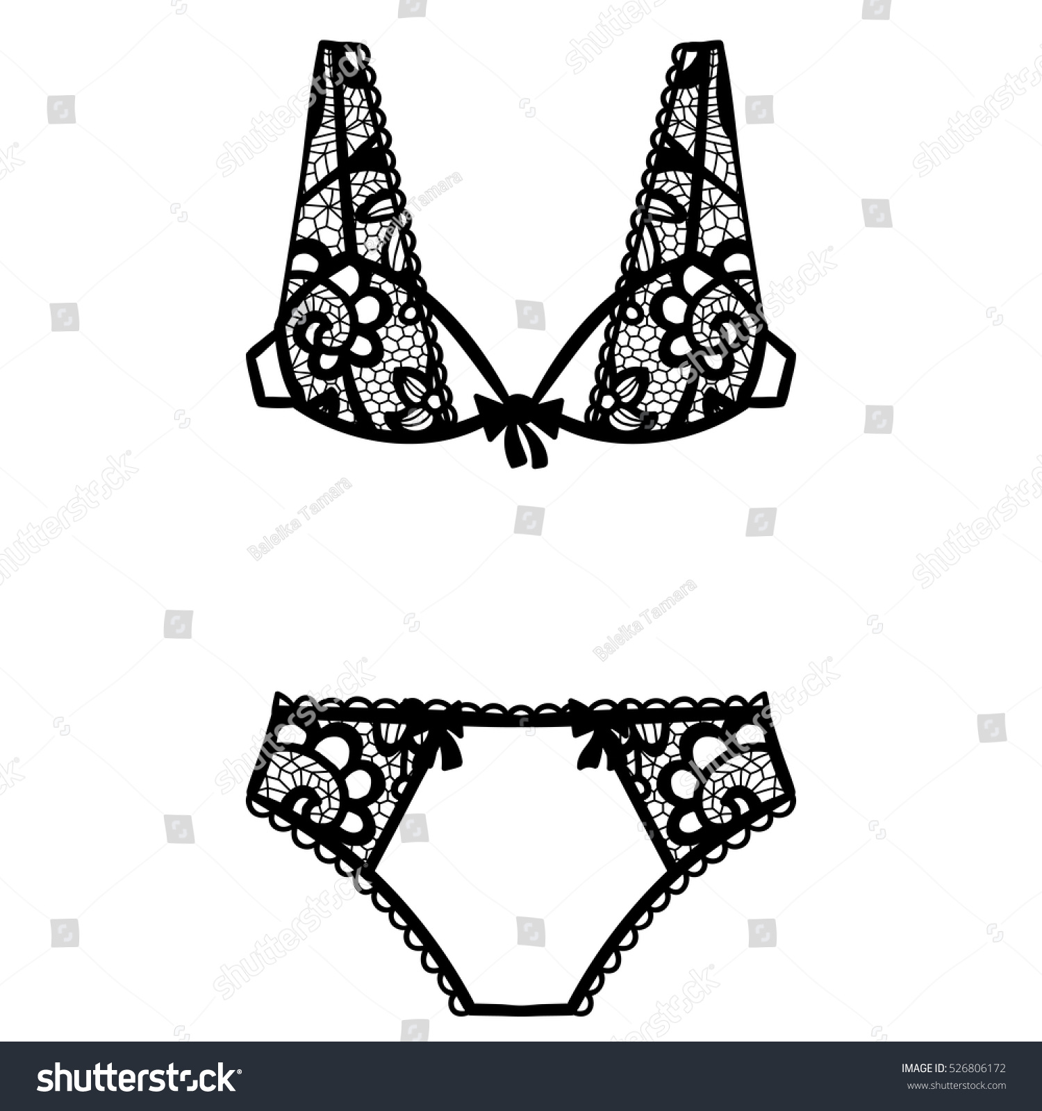 Hand Drawn Lingerie Panty Bra Set Stock Vector Royalty Free 526806172 Shutterstock 