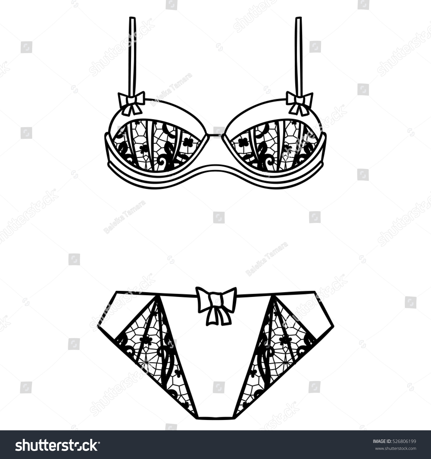 Hand Drawn Lingerie Panty Bra Set Stock Vector Royalty Free 526806199 Shutterstock 