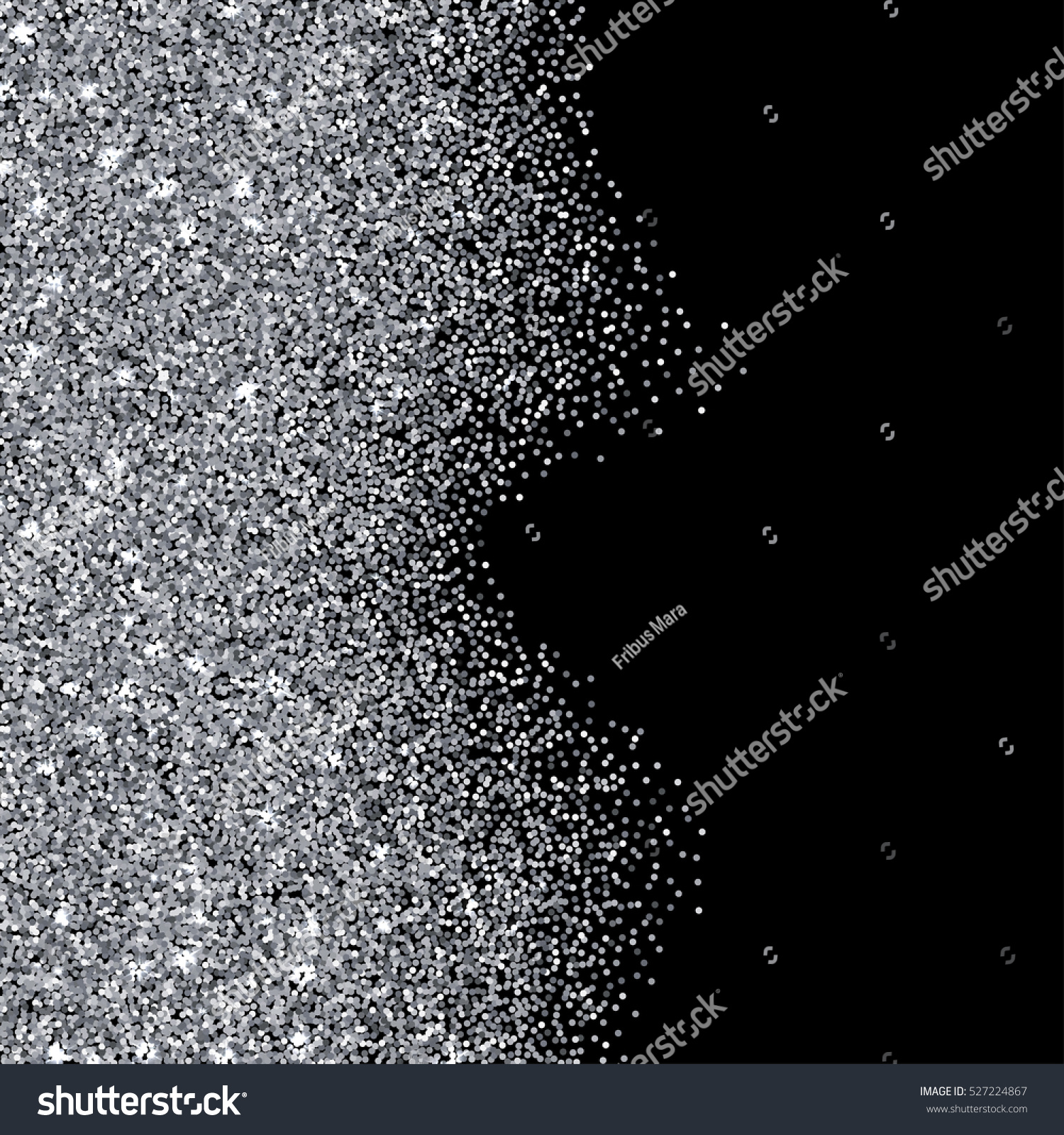 Silver Glitter Texture Border Over Black Stock Vector (Royalty Free ...