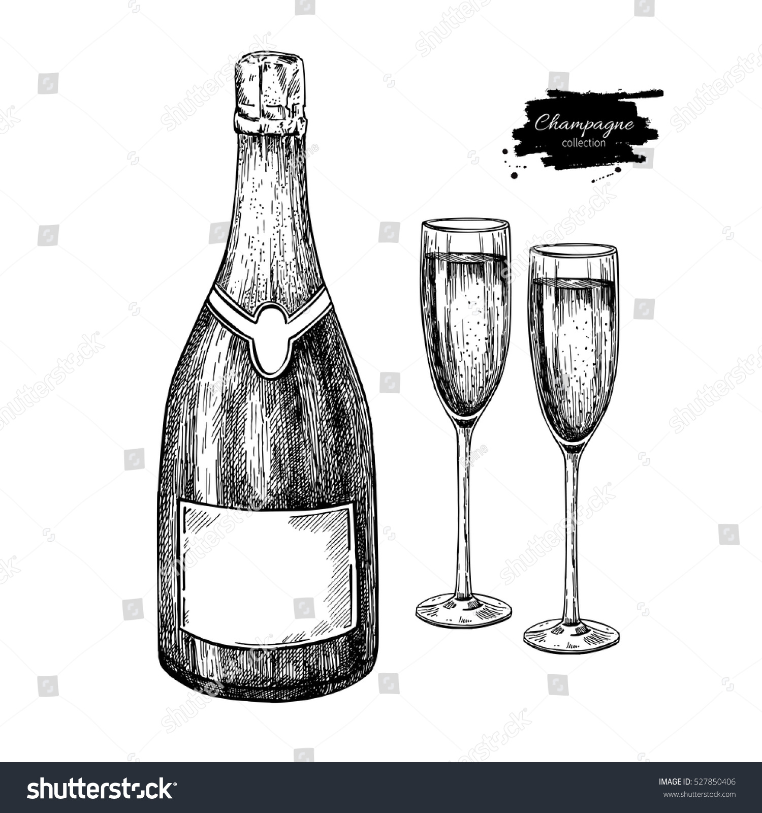 Эскиз бутылки шампанского