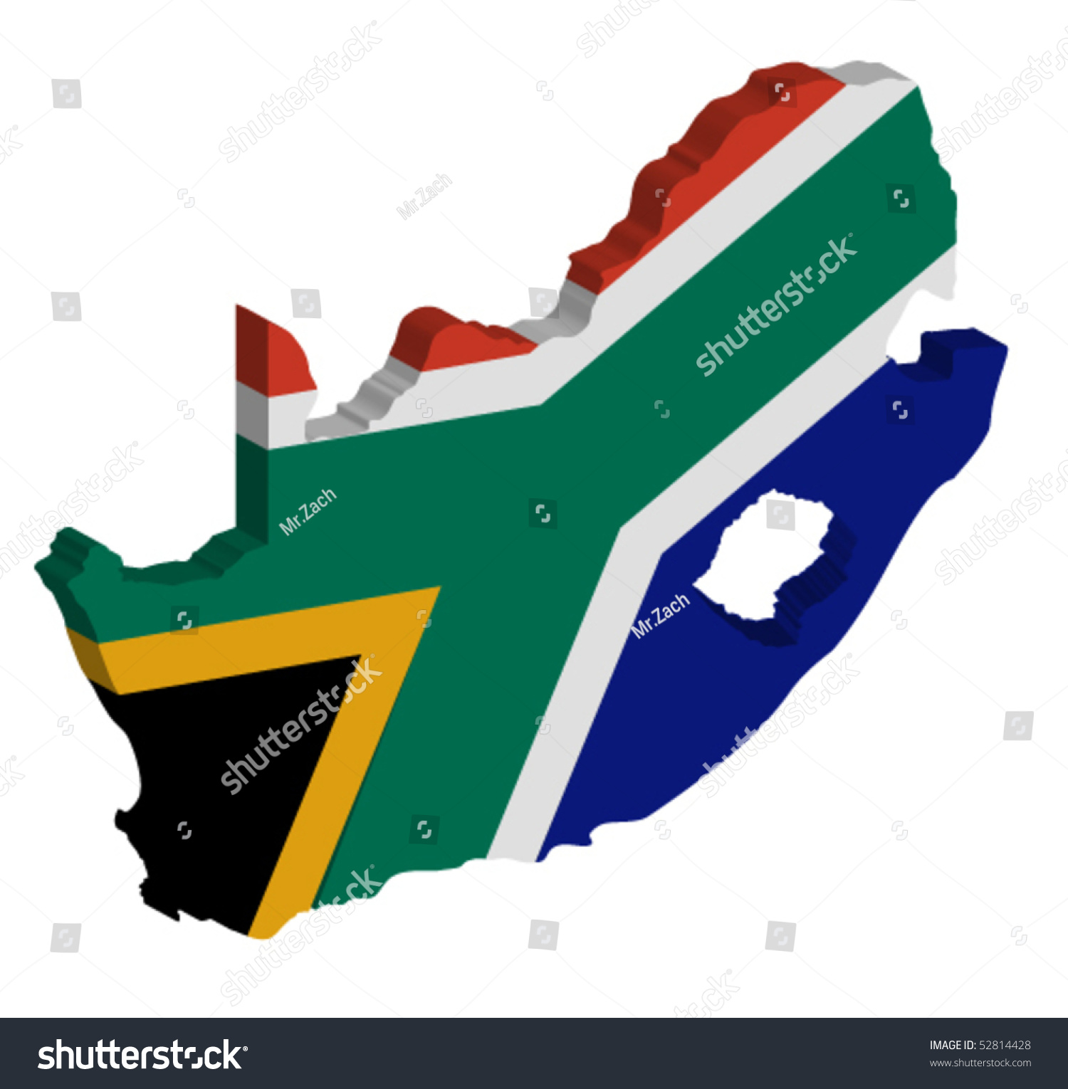 Vector 3d Map South Africa Stock Vector (Royalty Free) 52814428 ...