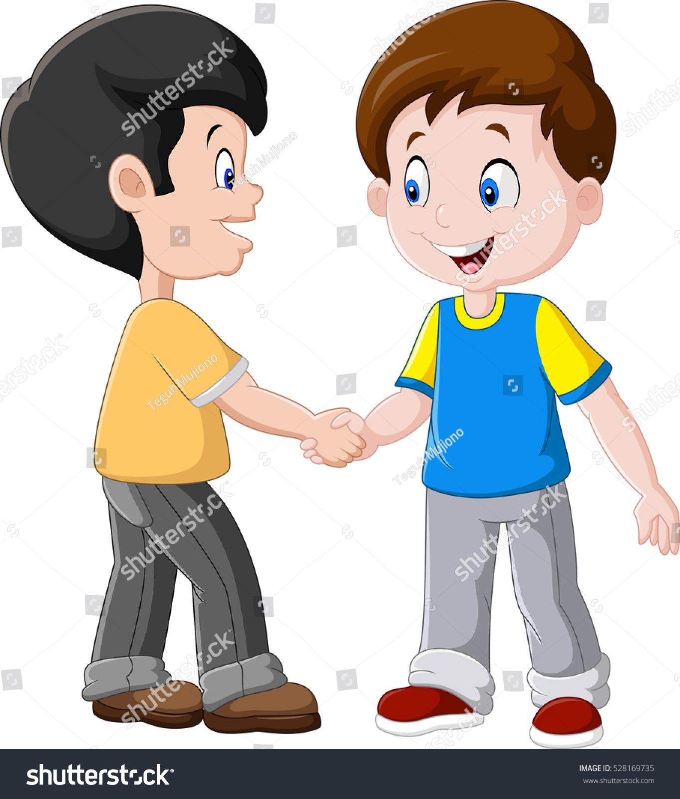 Illustration Little Boys Shaking Hands Stock Vector (Royalty Free ...