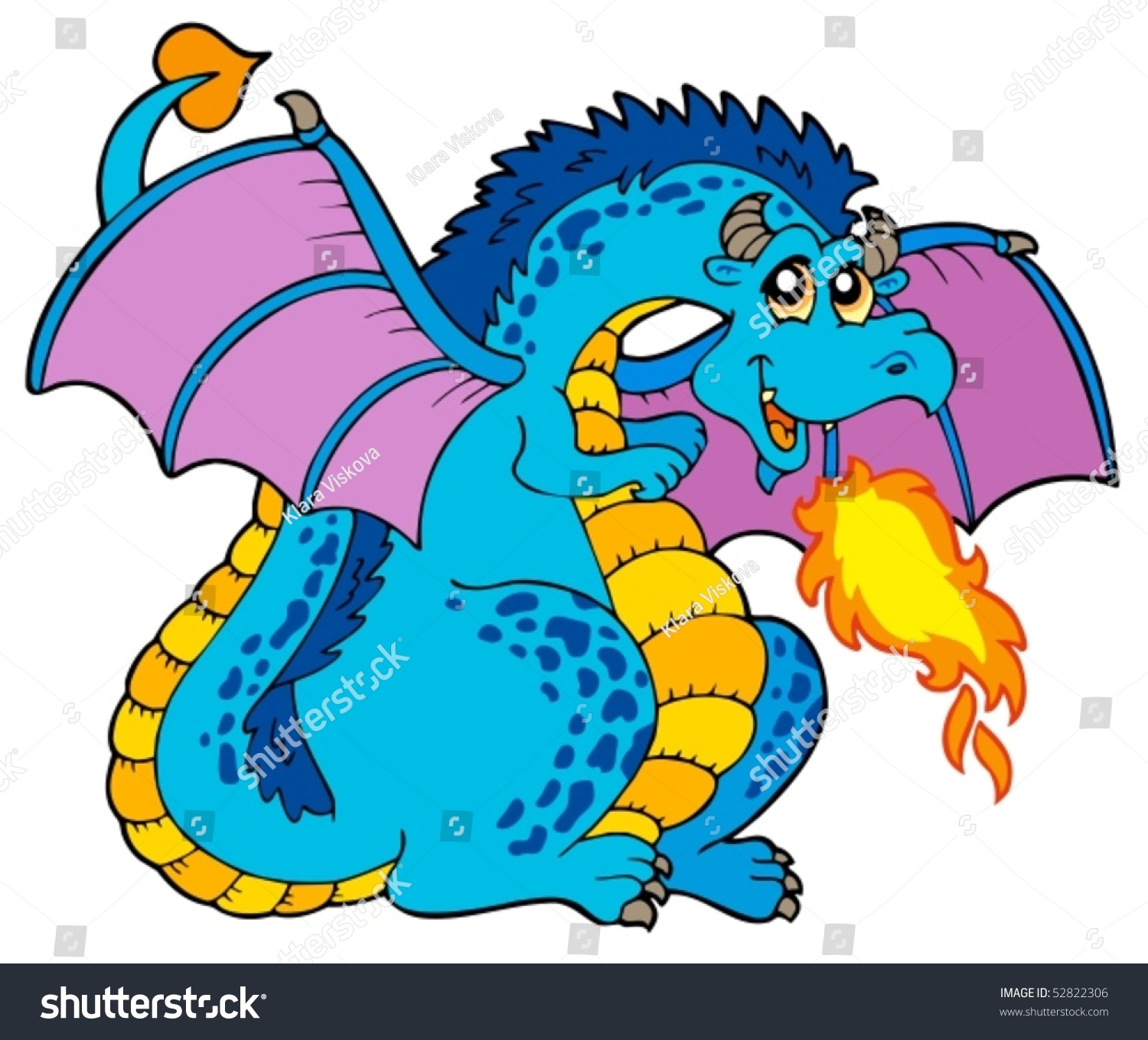 Big Blue Fire Dragon Vector Illustration Stock Vector (Royalty Free ...