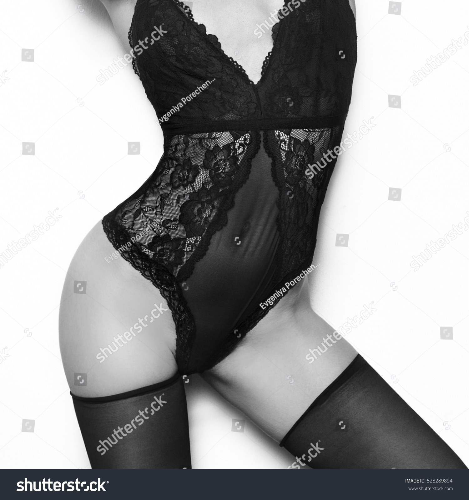 Sensual Model Lacy Black Underwear Stockings Foto Stok 528289894 Shuttersto...