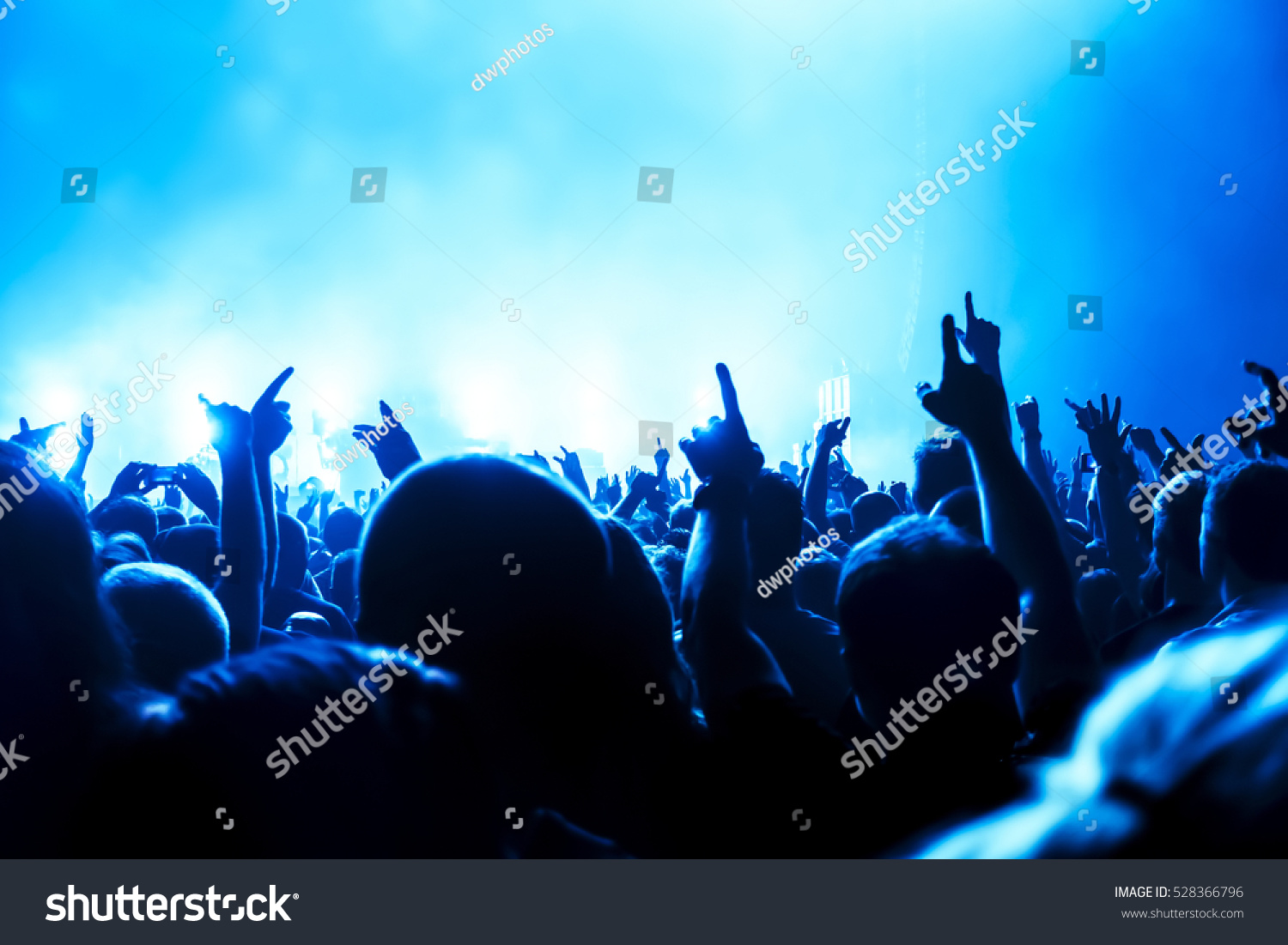 Silhouettes Concert Crowd Front Bright Stage Stock Photo 528366796 ...