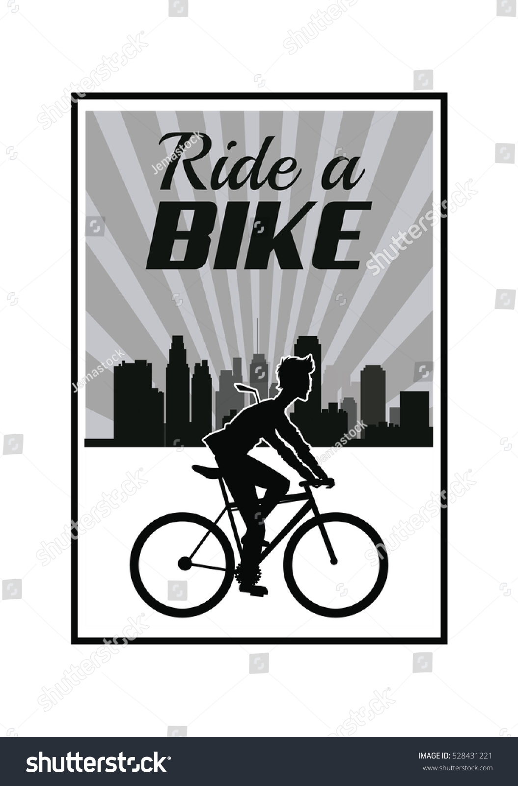 Poster Ride Bike Cyclist Silhouette Urban Stock Vector (Royalty Free ...