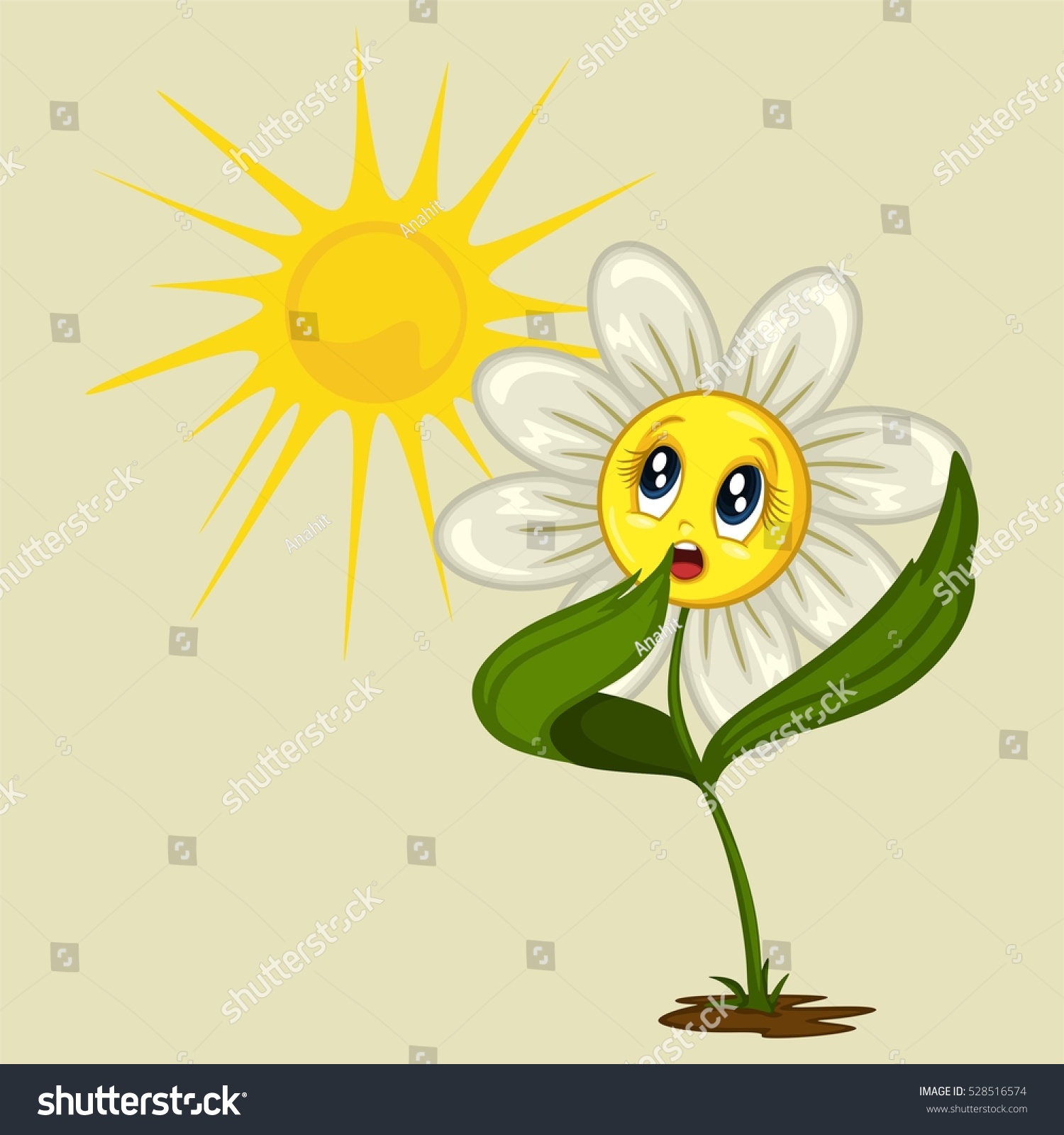 Cartoon Illustration Daisy Waking Morning Stock Vector (Royalty Free ...