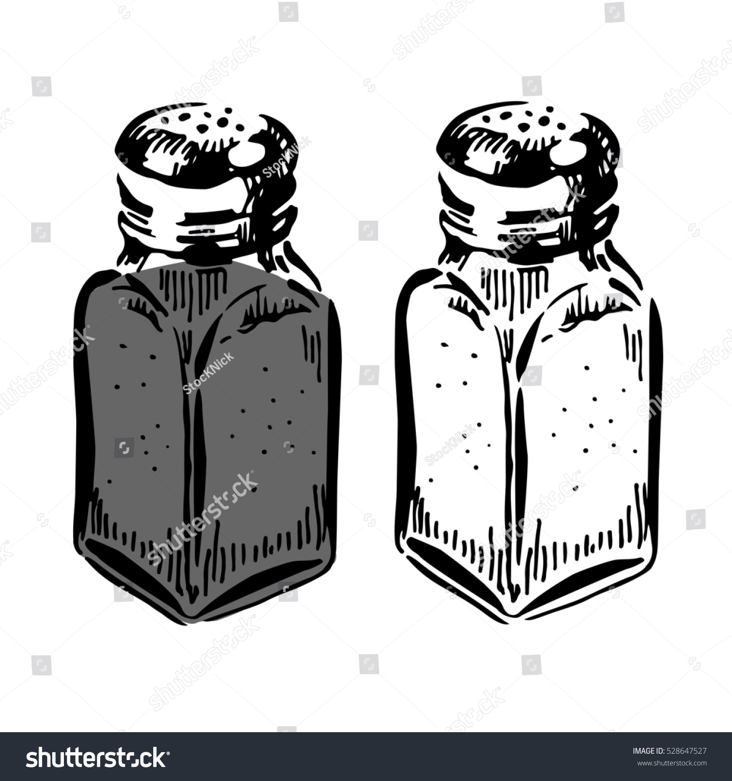 Hand Drawn Salt Pepper Shakers On: стоковая иллюстрация, 528647527 Shutters...