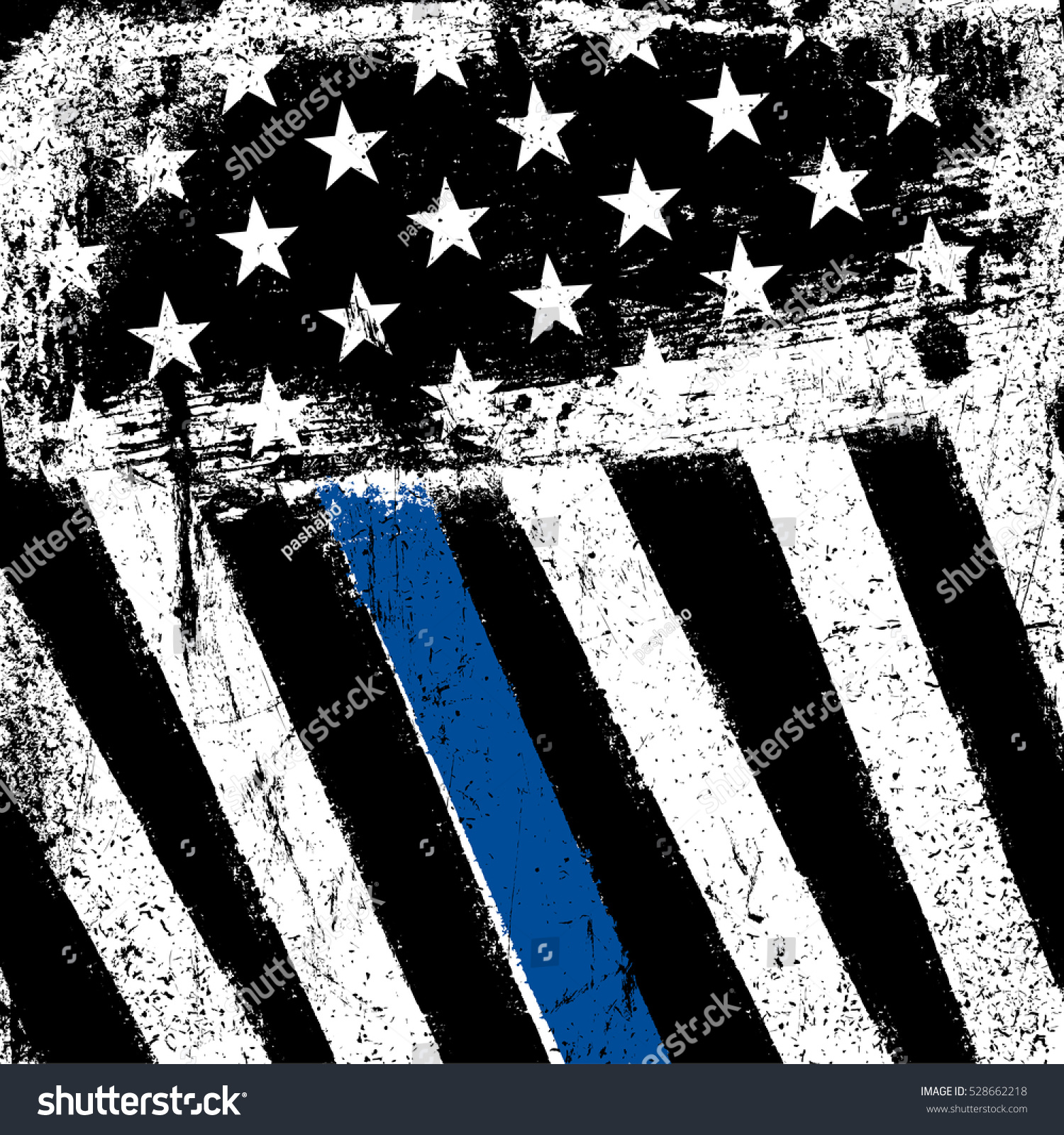 American Flag Thin Blue Line Grunge Stock Illustration 528662218 ...