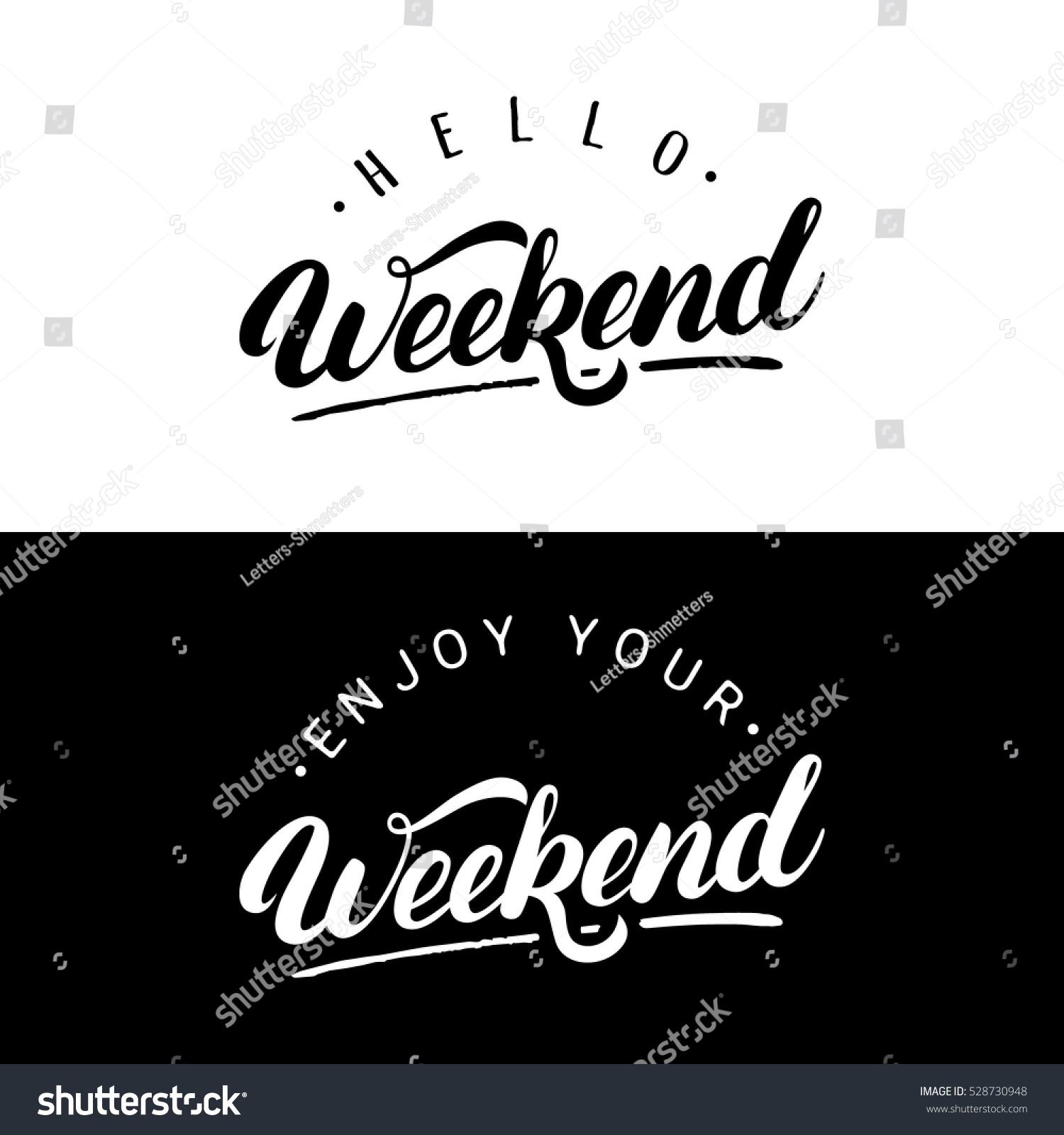 Set Weekend Hand Written Lettering Modern Stock Vector (Royalty Free ...