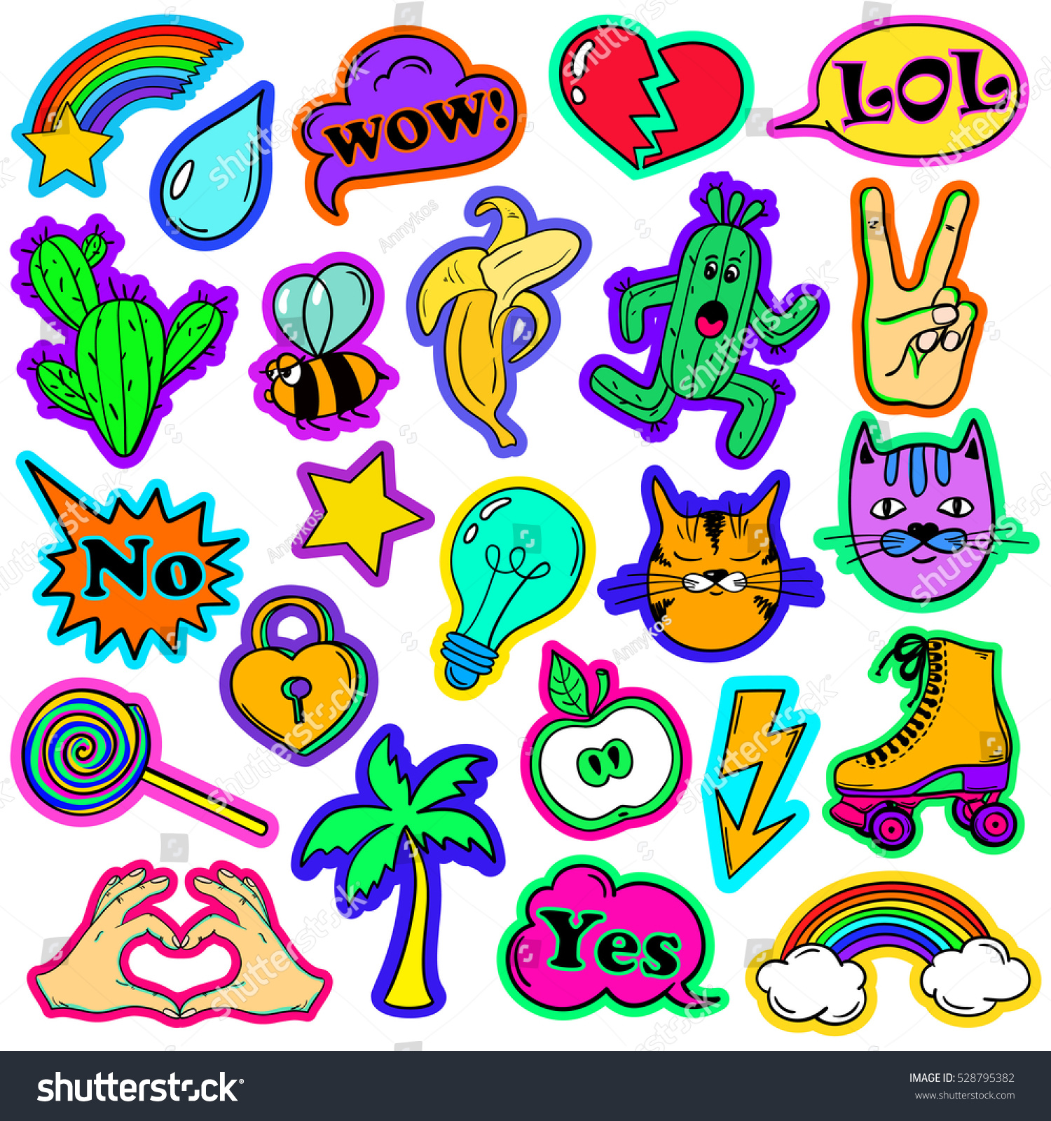 Colorful Fun Set Fashion Stickers Icons Stock Vector (Royalty Free ...